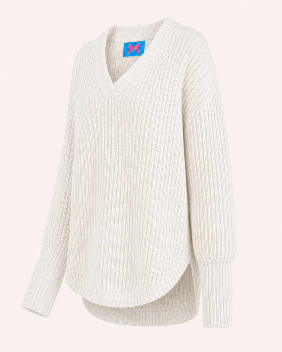 Oversized Cashmere-Pullover mit V-Neck und abgerundetem Saum