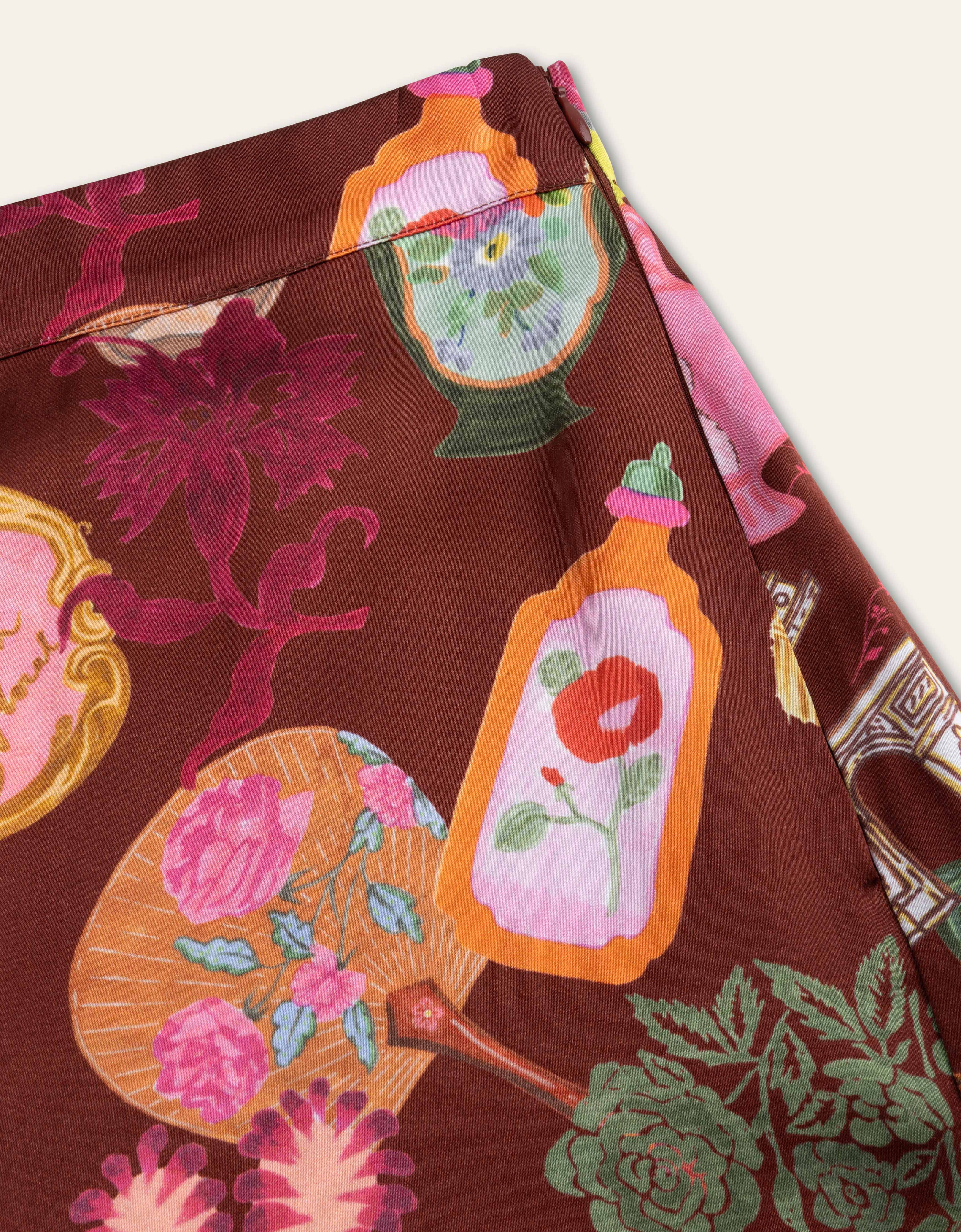 PORELI gemusterte Statement-Hose Viskose "Parfum-Print"