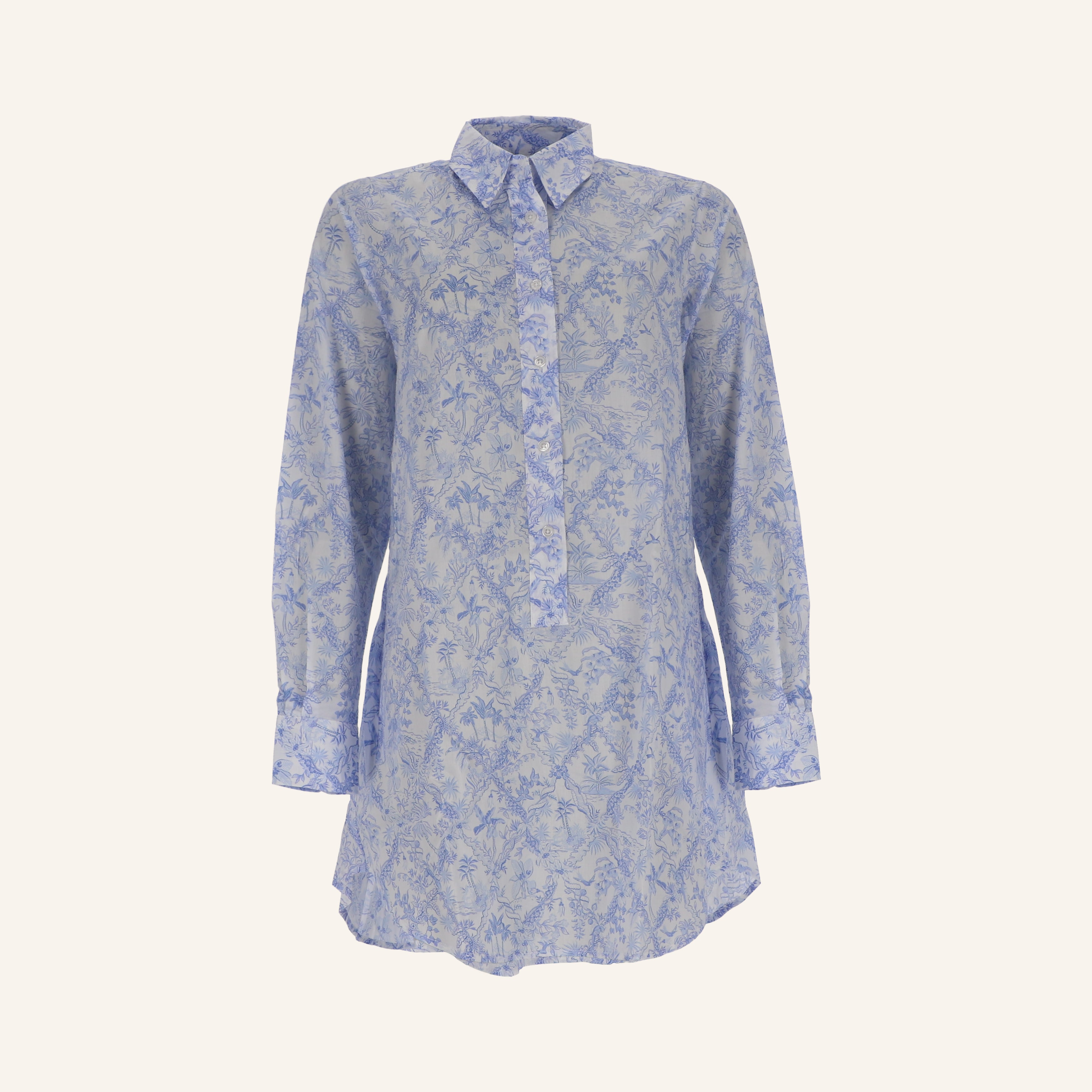 Longbluse TOILE DE JOUY aus reiner Baumwolle