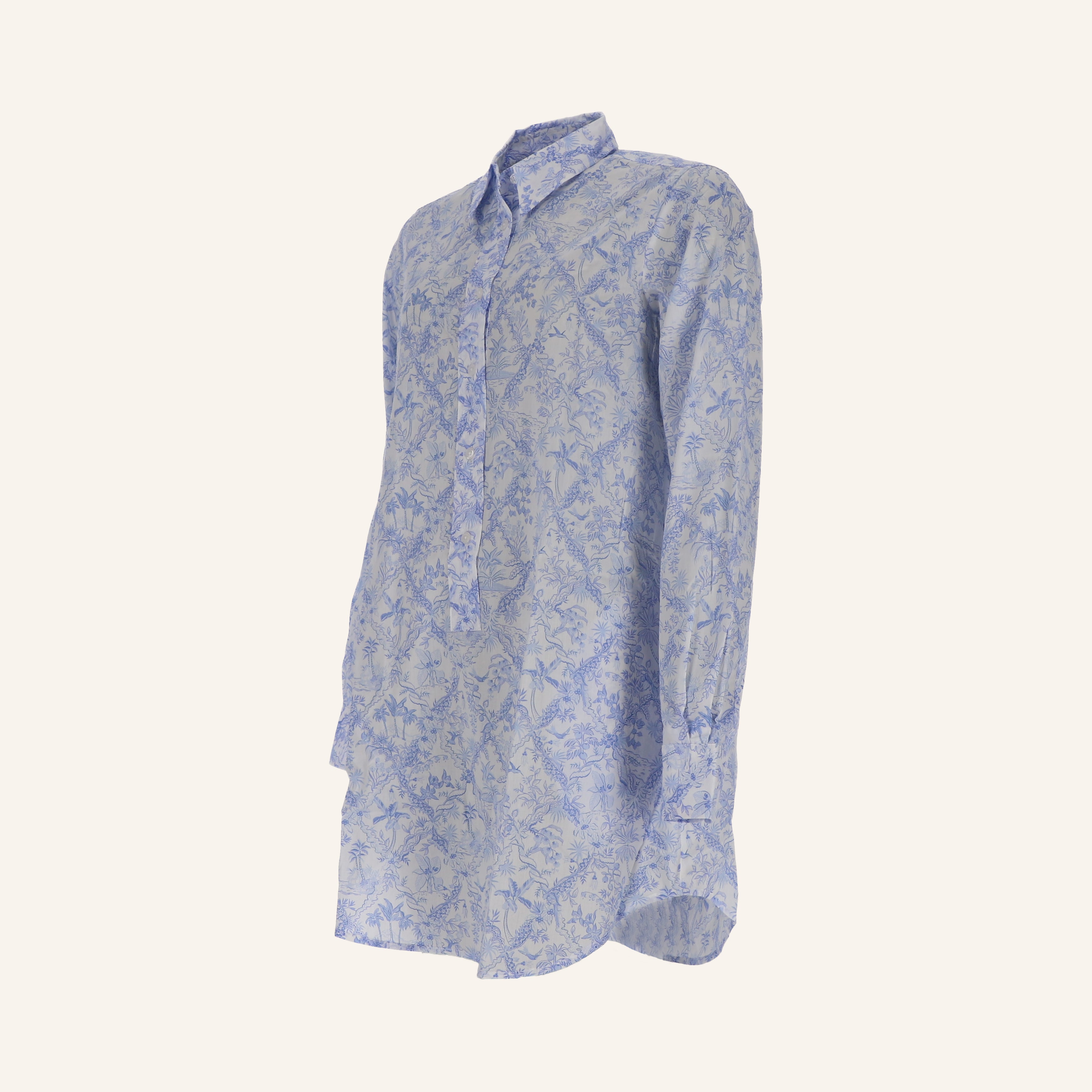 Longbluse TOILE DE JOUY aus reiner Baumwolle