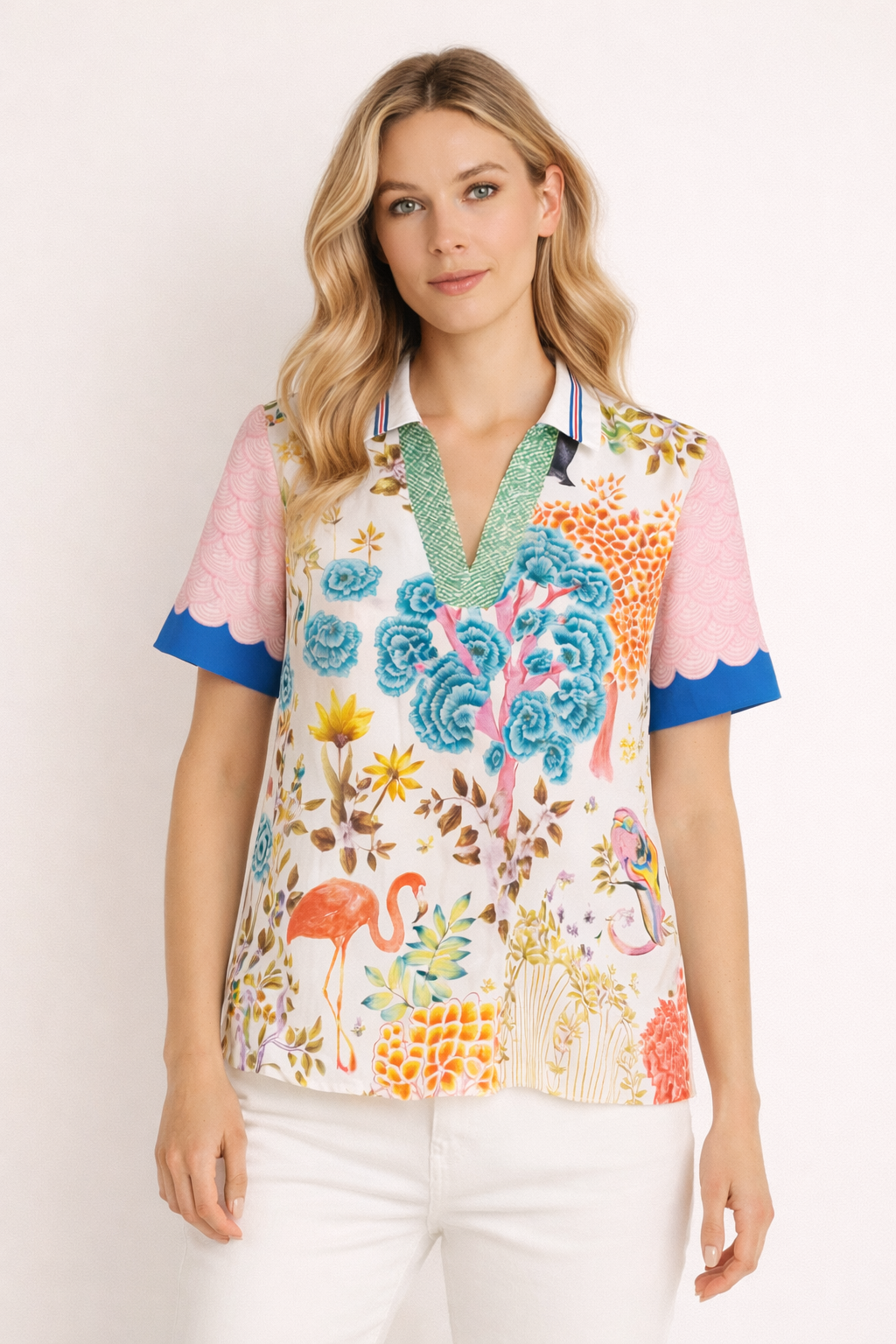 Shirtbluse mit exotischem "Flora&Fauna" Print