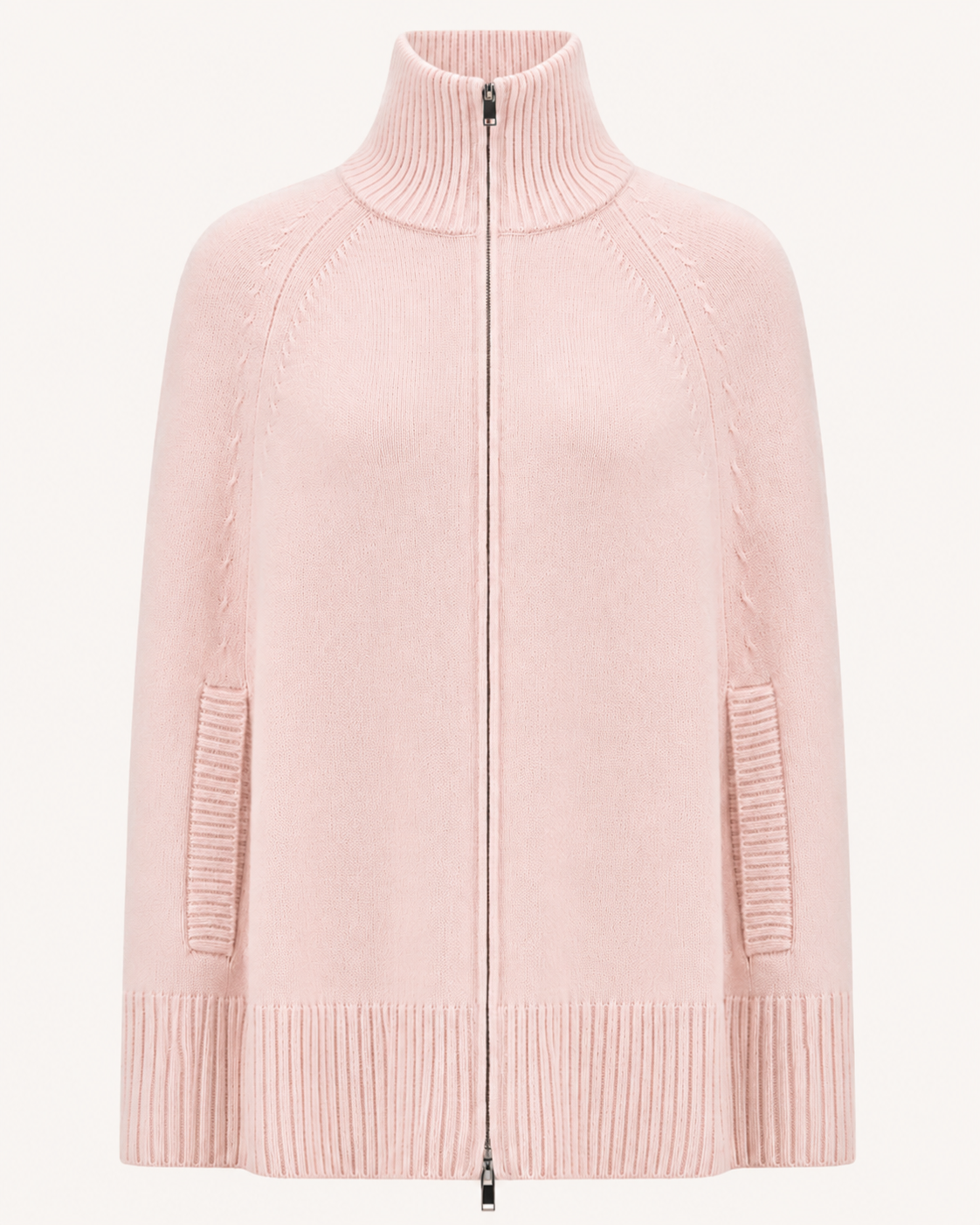 Poncho-Cardigan aus Merino-Cashmere mit Zipper MARLEN