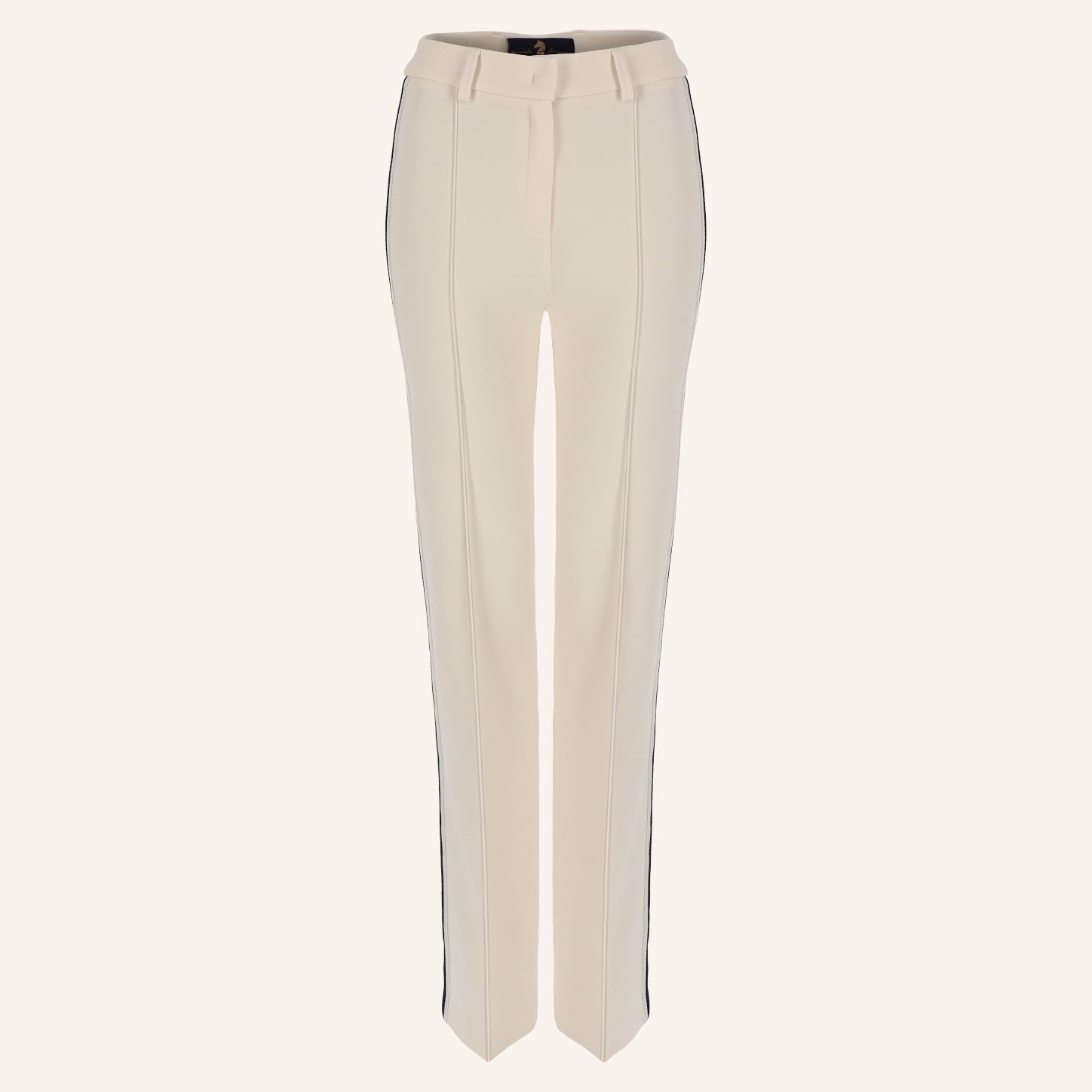 Kick-Flared Jerseyhose Ivy mit hohem Bund und Galonstreifen ecru & marine