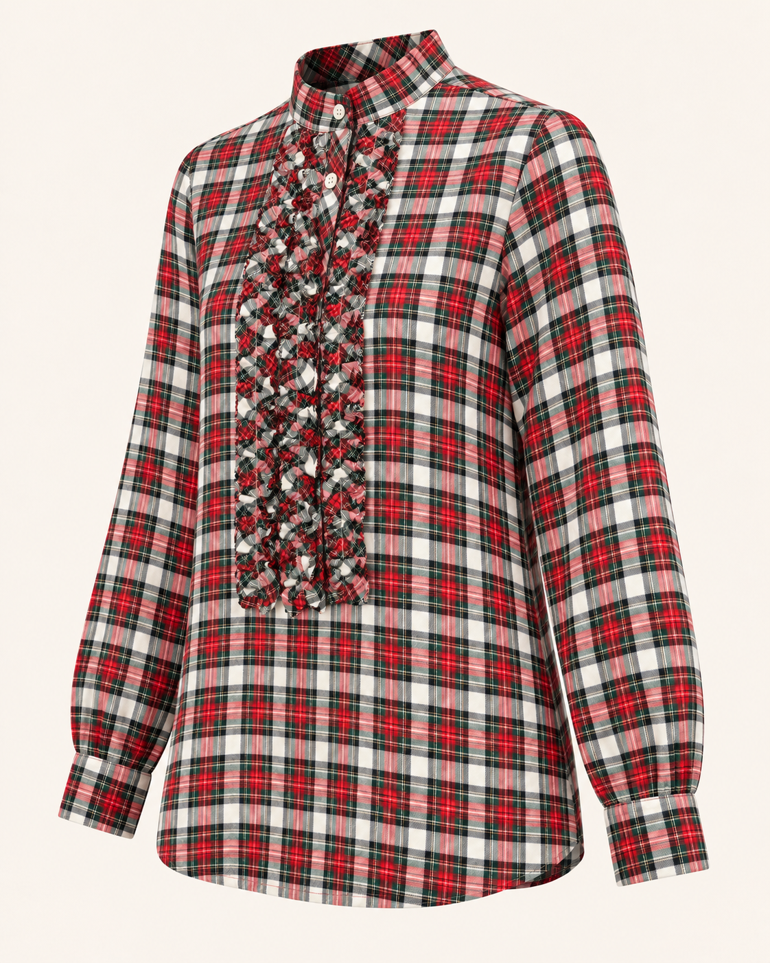 TARTAN Kuschelige Baumwollflanell-Bluse mit Biesen