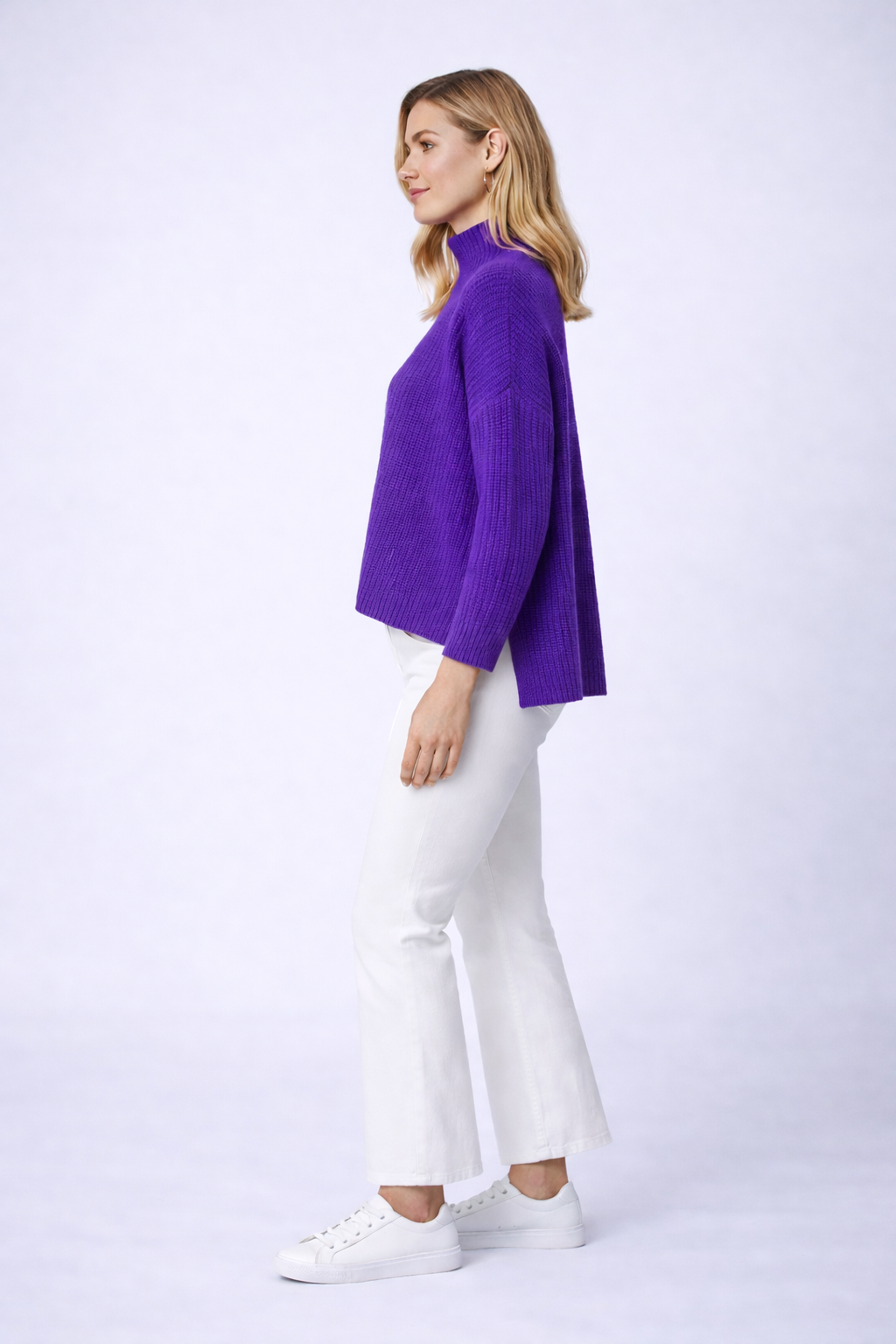 Boxy Cashmerepullover mit Turtleneck in 3 Knallfarben