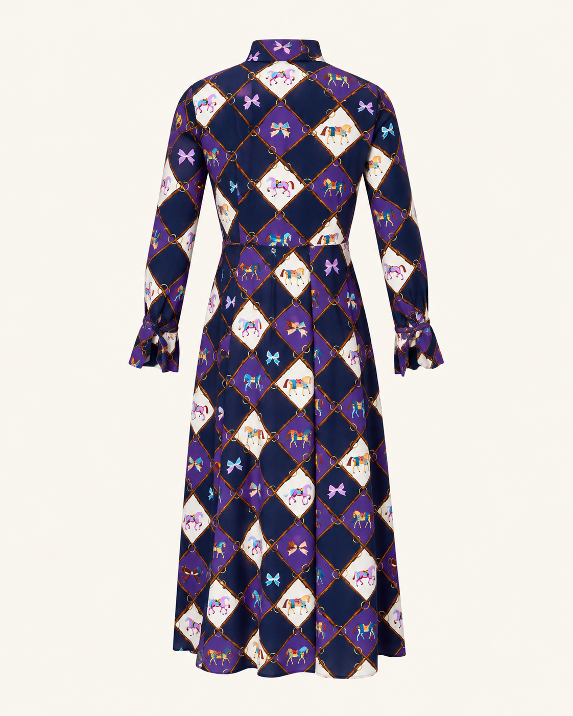 Seiden-Maxikleid LEANDRA Horsebit Print mit Schluppe