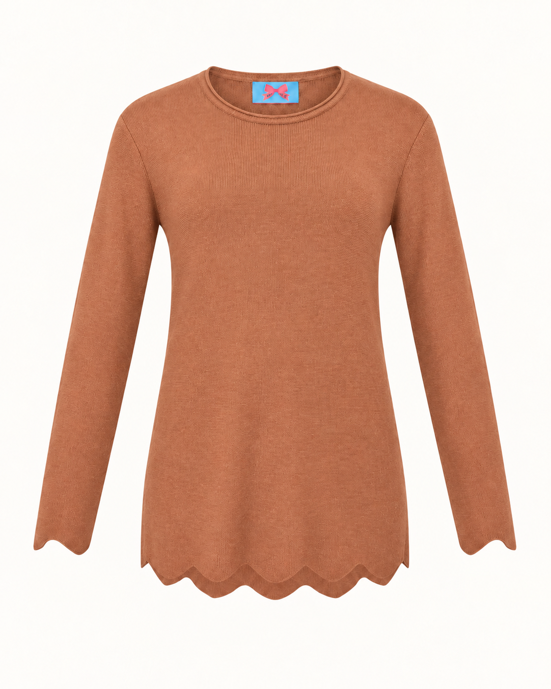 Merino-Longpullover MIA mit Wellensaum/Bogenkante in 4 Farben