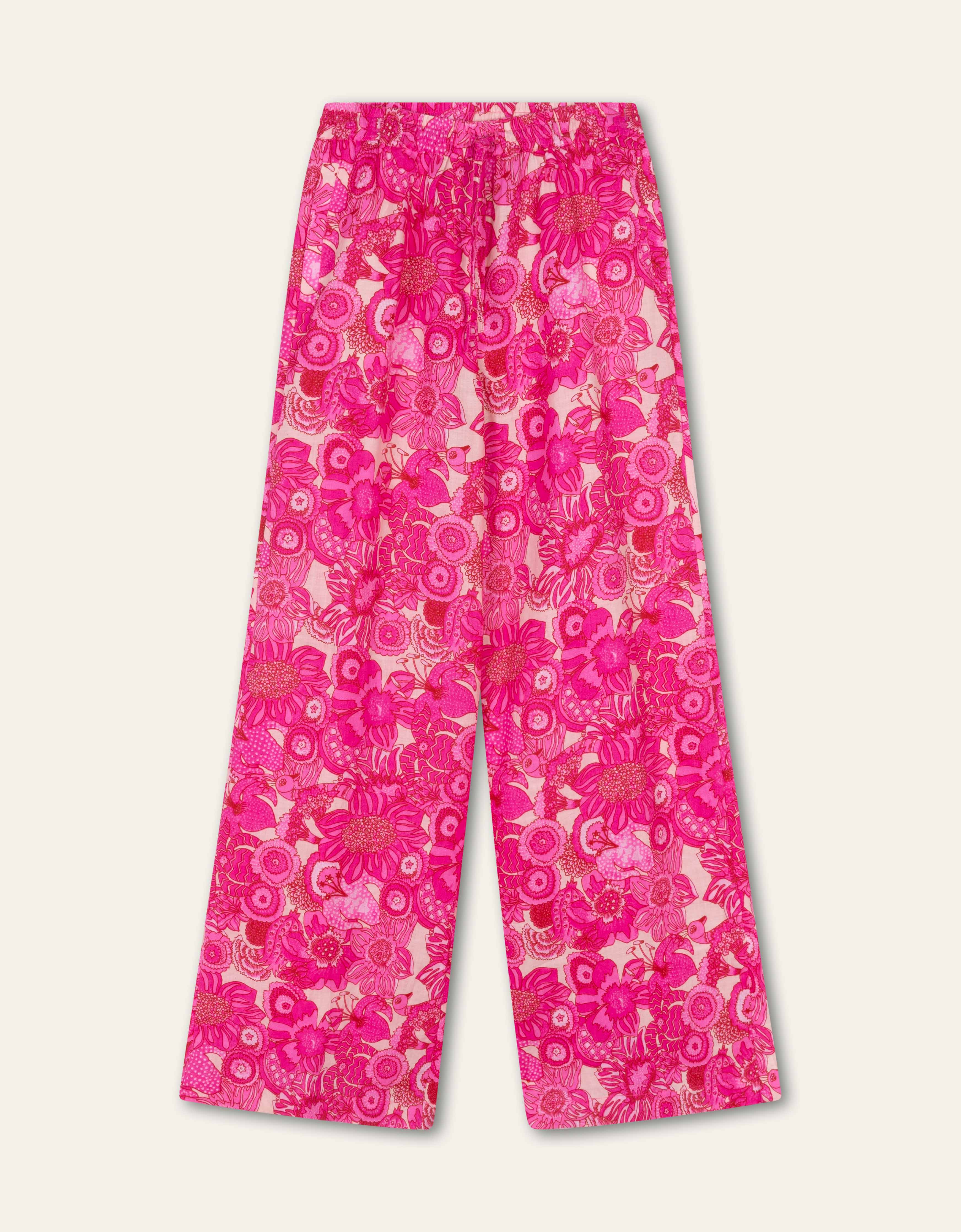 OILILY Leinenhose Wide Leg PINK FLOWER GARDEN