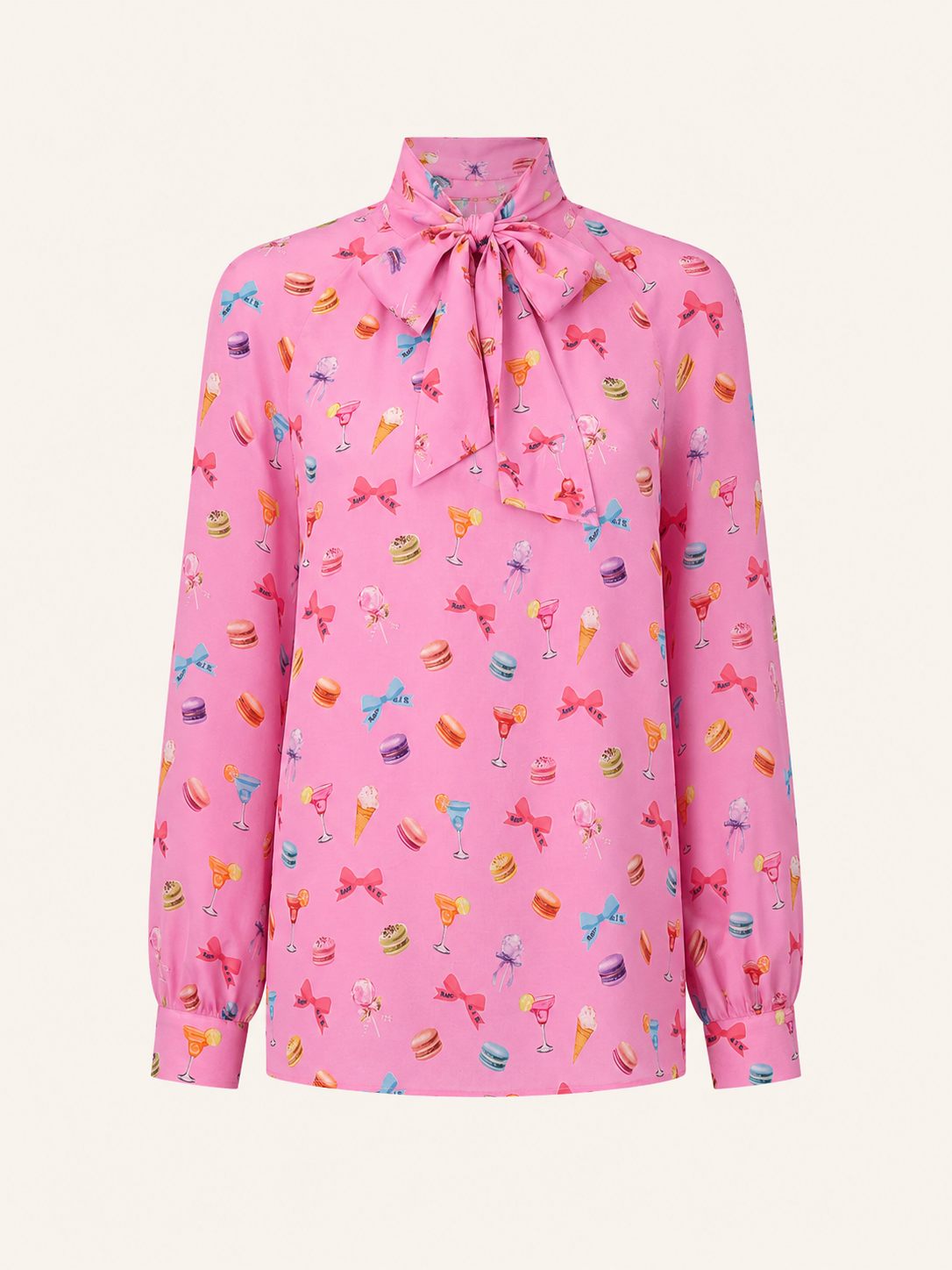 Schluppenbluse mit Macarons-Print DORA