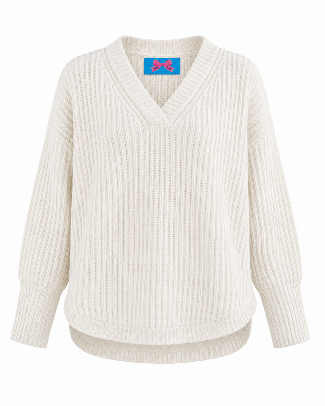 Oversized Cashmere-Pullover mit V-Neck und abgerundetem Saum