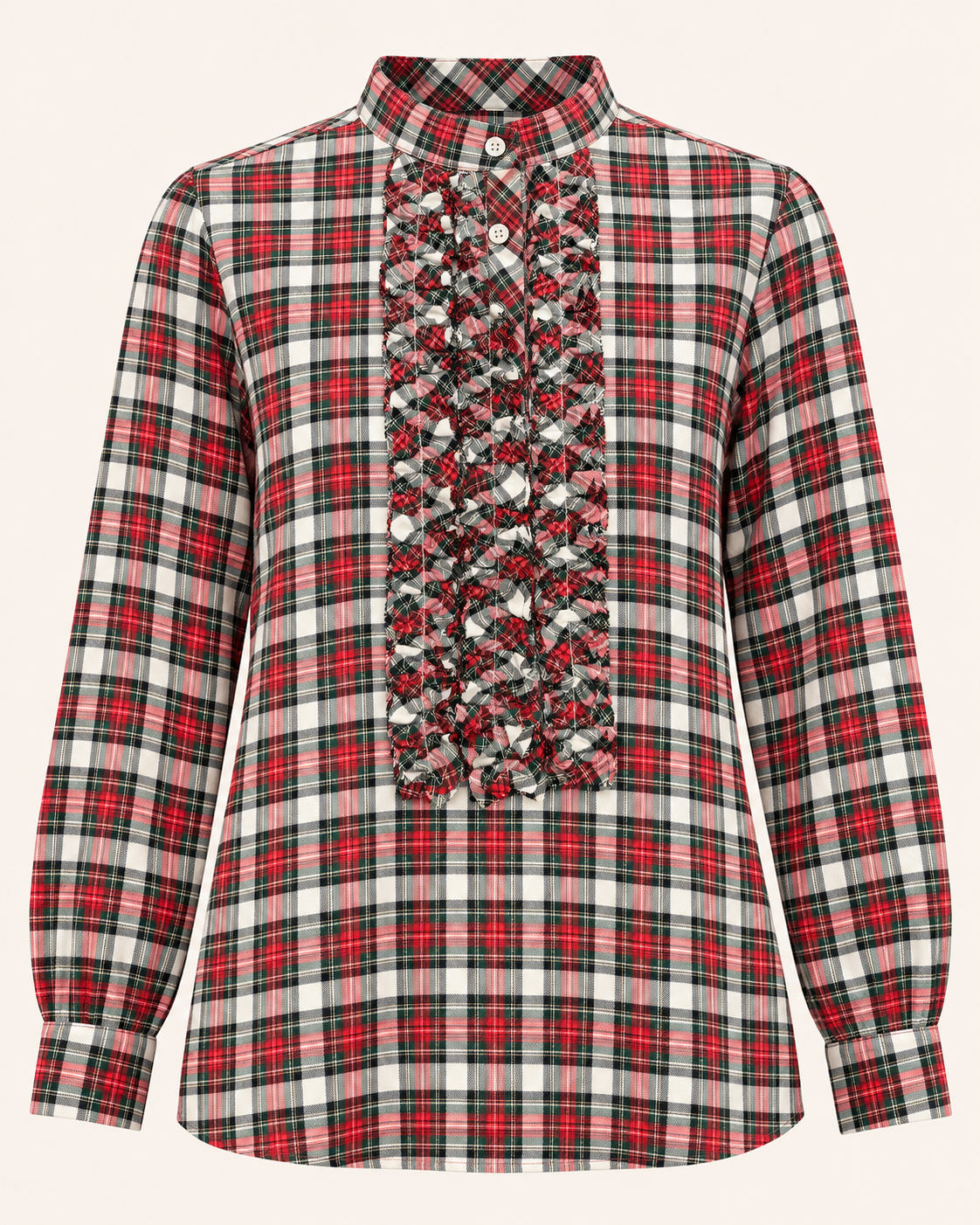 TARTAN Kuschelige Baumwollflanell-Bluse mit Biesen
