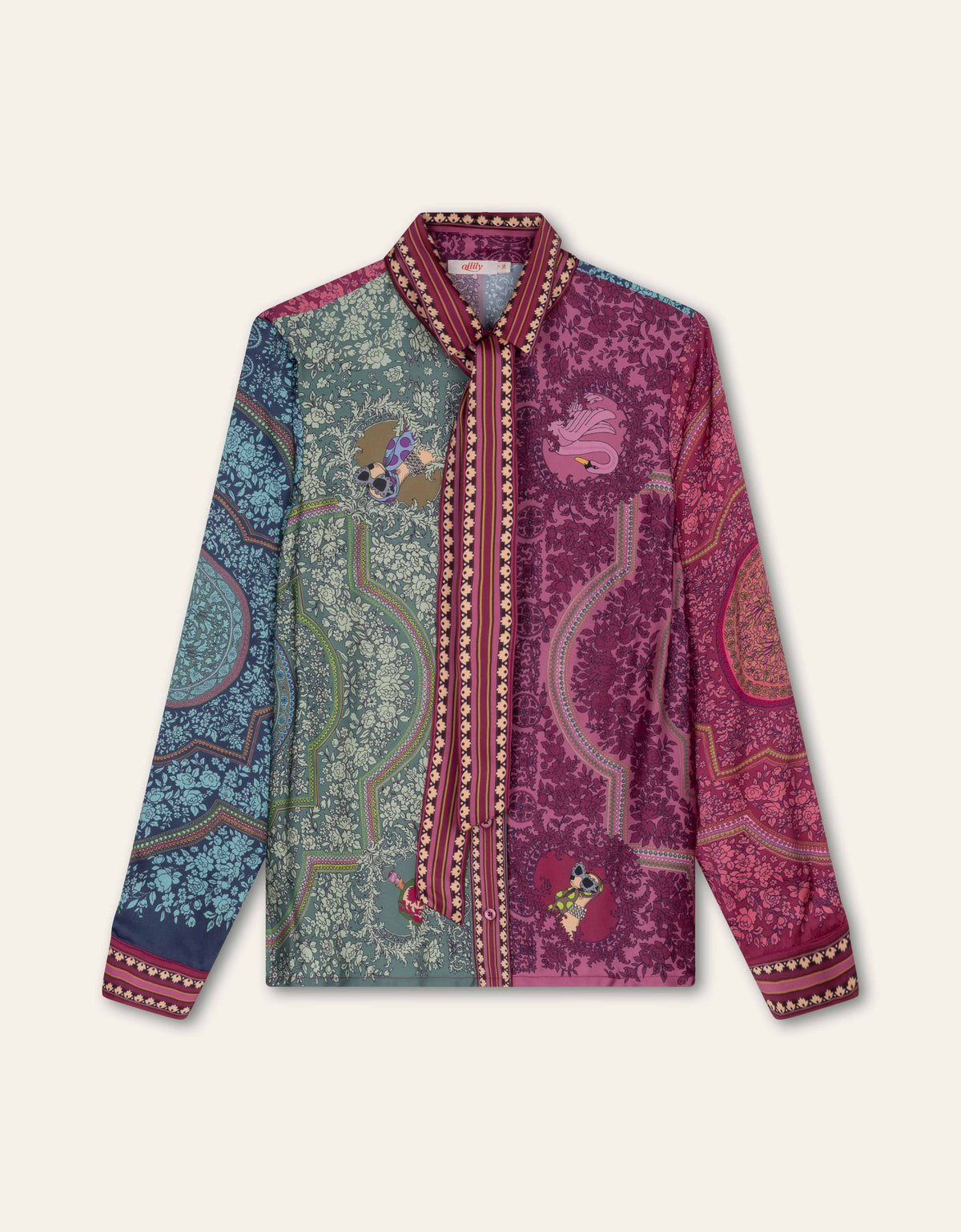 BRAVIX Viskosebluse „ORNAMENTAL BAROQUE" mit Schluppe