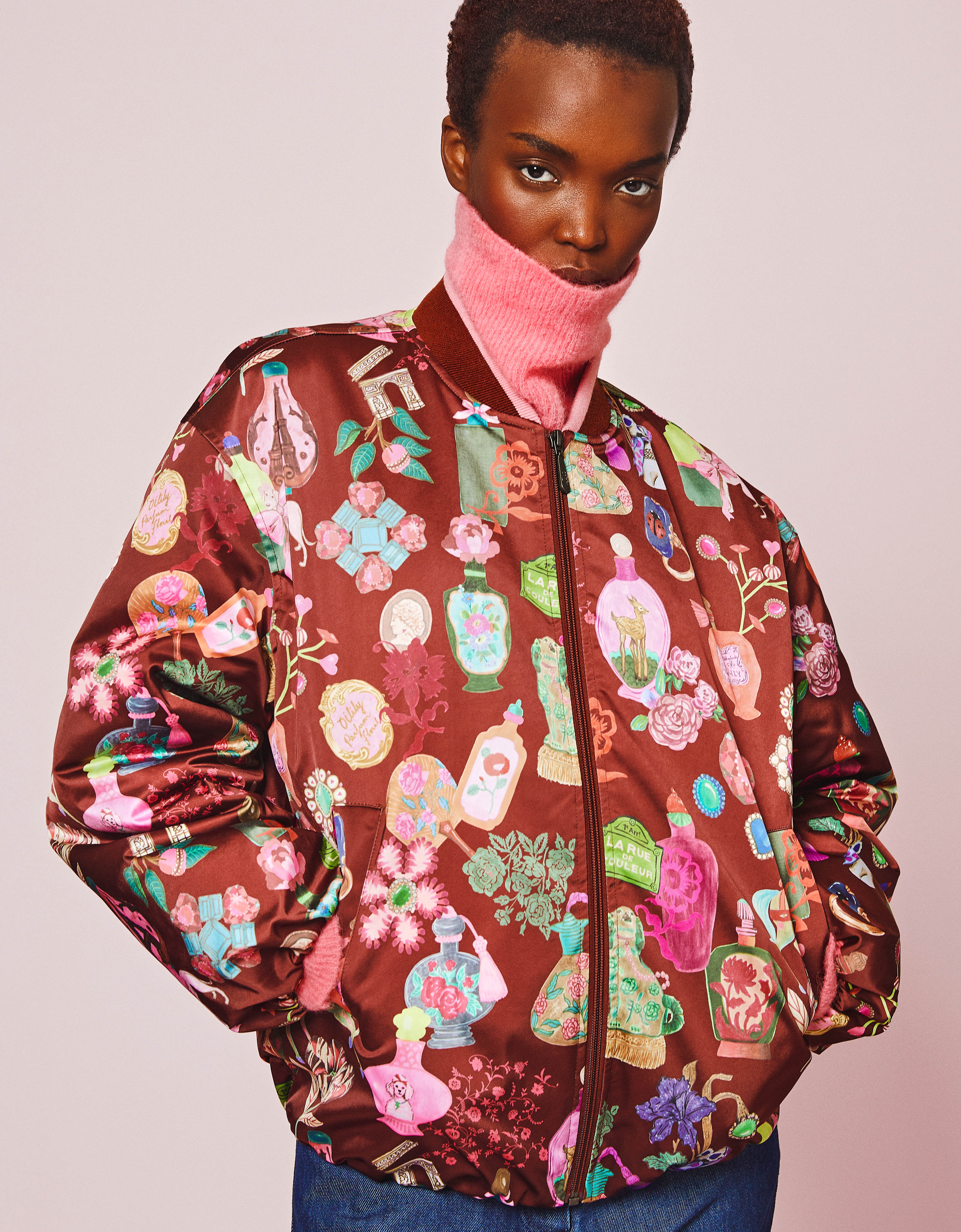 Blouson-Jacke "LA RUE DE COULEURS" braun gemustert