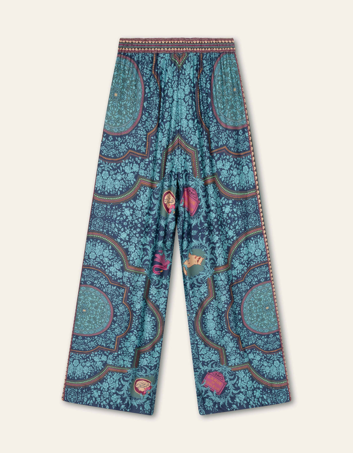 PINA weite Viskose-Hose "ORNAMENTAL BAROQUE" petrol