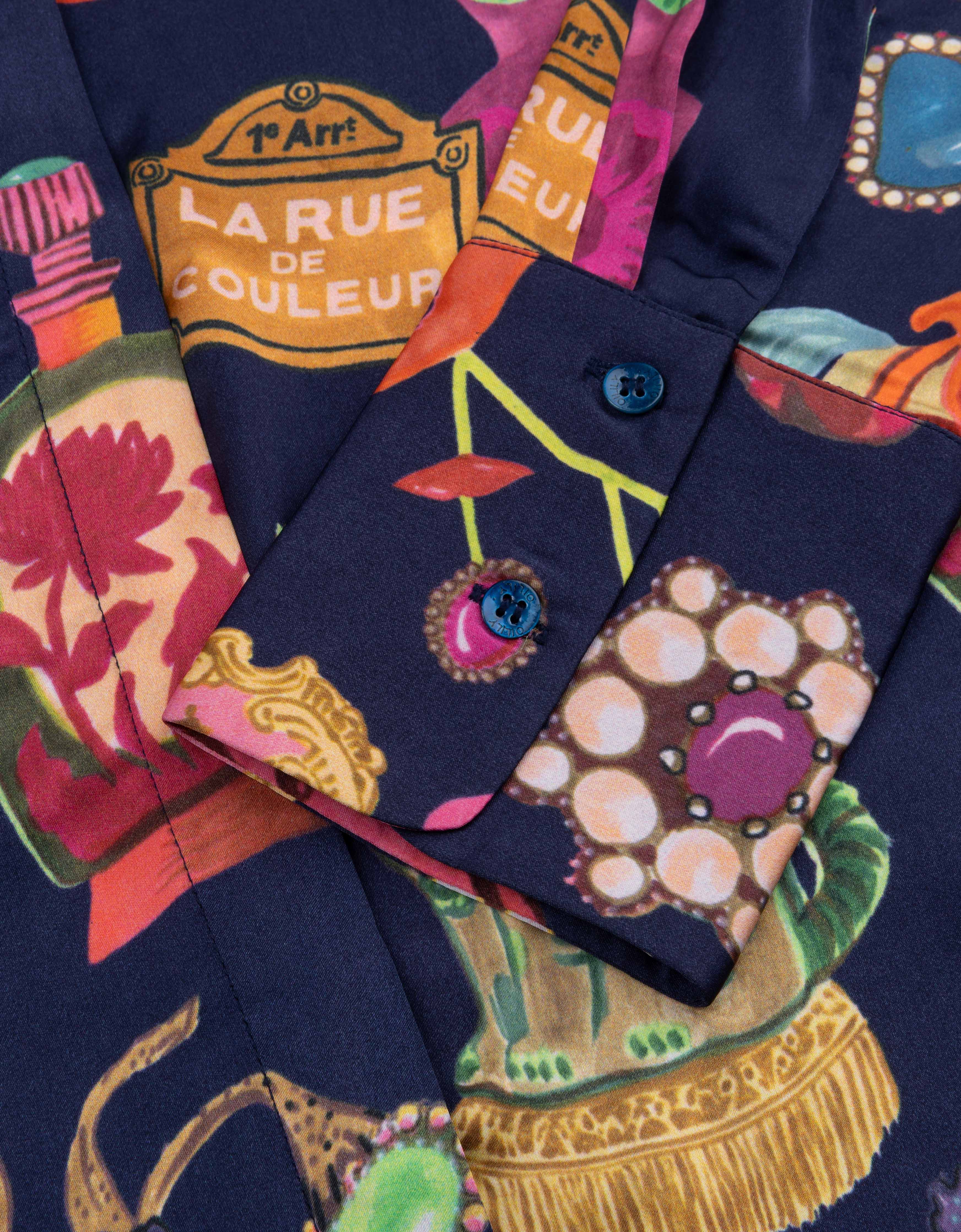 BRONDI Viskose-Hemdbluse „La Rue de Couleur“ marineblau