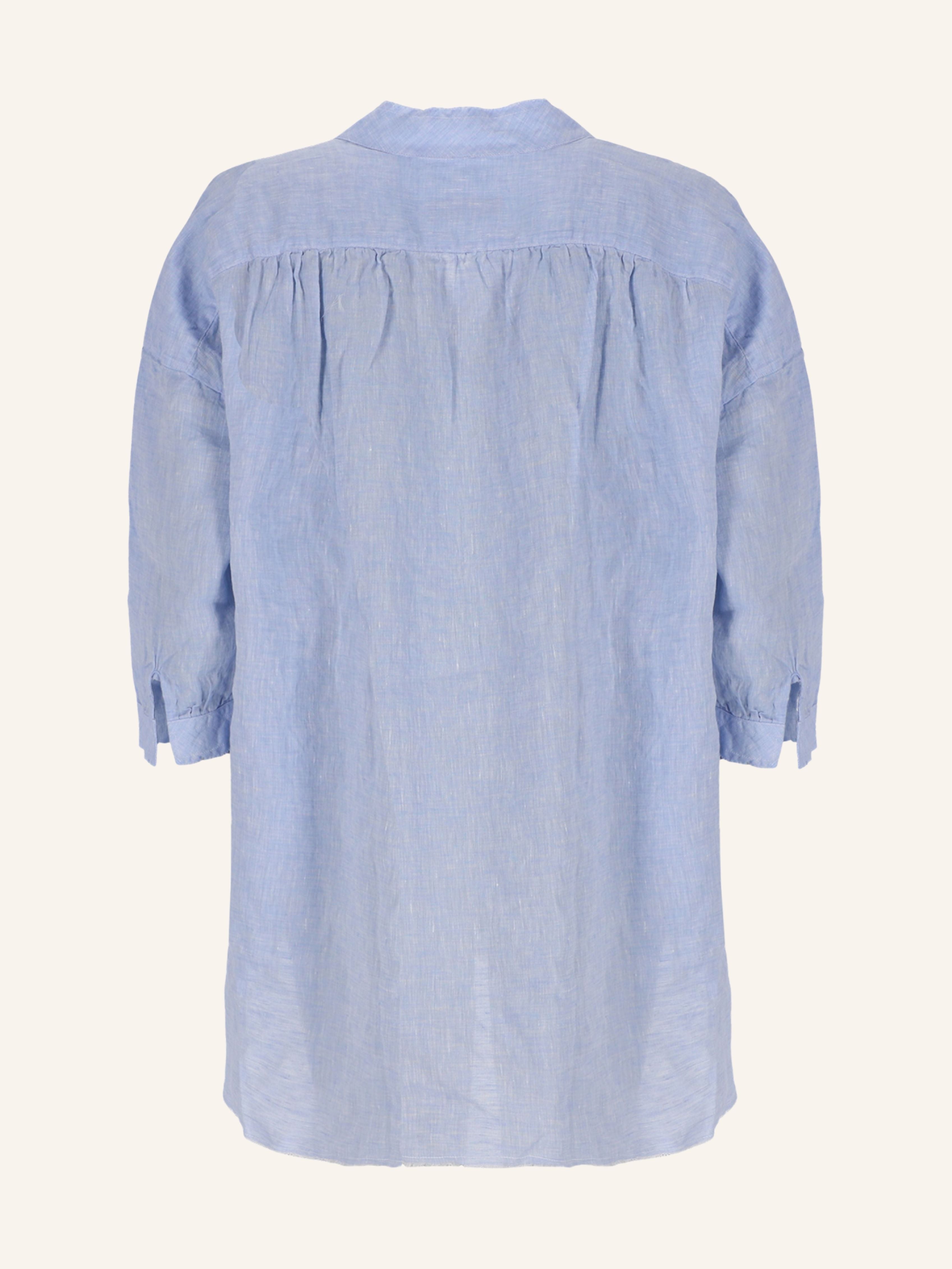 Kasack Leinenbluse mit „SAINT TROPEZ LINEN“ in rosa und bleu