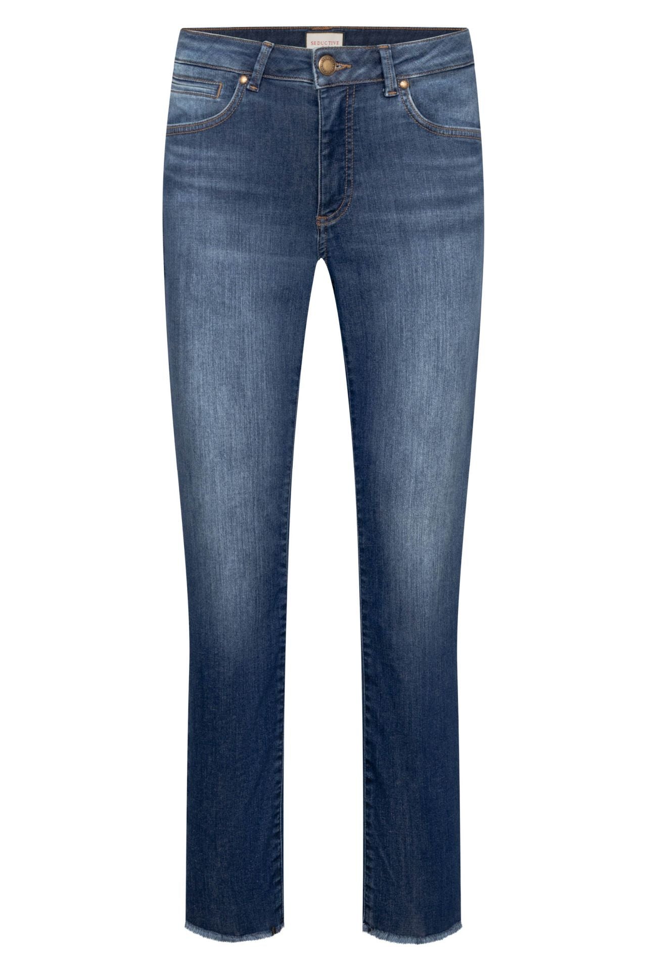 7/8 Stretch-Jeans CLAIRE mit Fransensaum