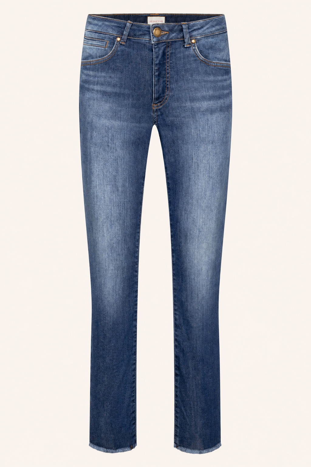 7/8 Stretch-Jeans CLAIRE mit Fransensaum