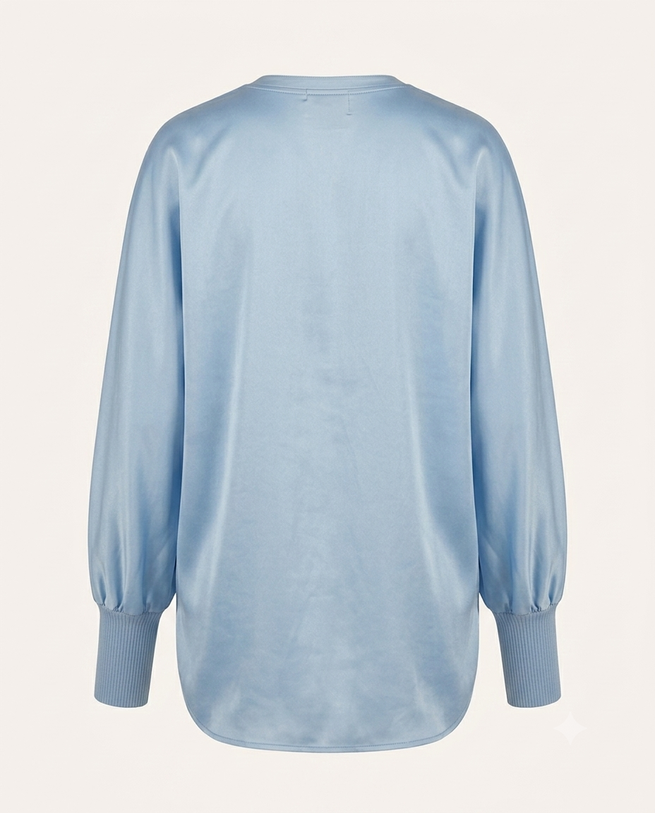 V-Neck Seidentunika mit Strickmanschetten in 6 Farben