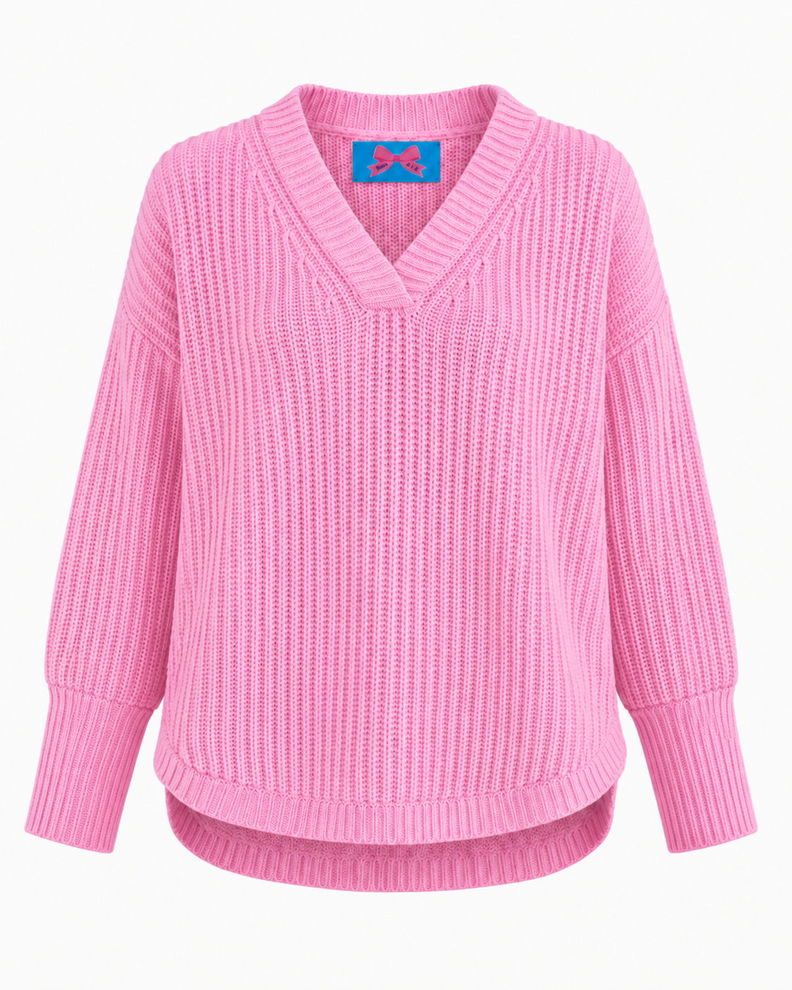 Oversized Cashmere-Pullover mit V-Neck und abgerundetem Saum