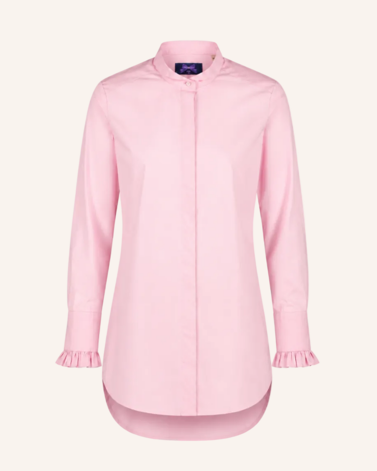 Stretch-Longbluse mit raffiniertem Bubikragen und Manschetten
