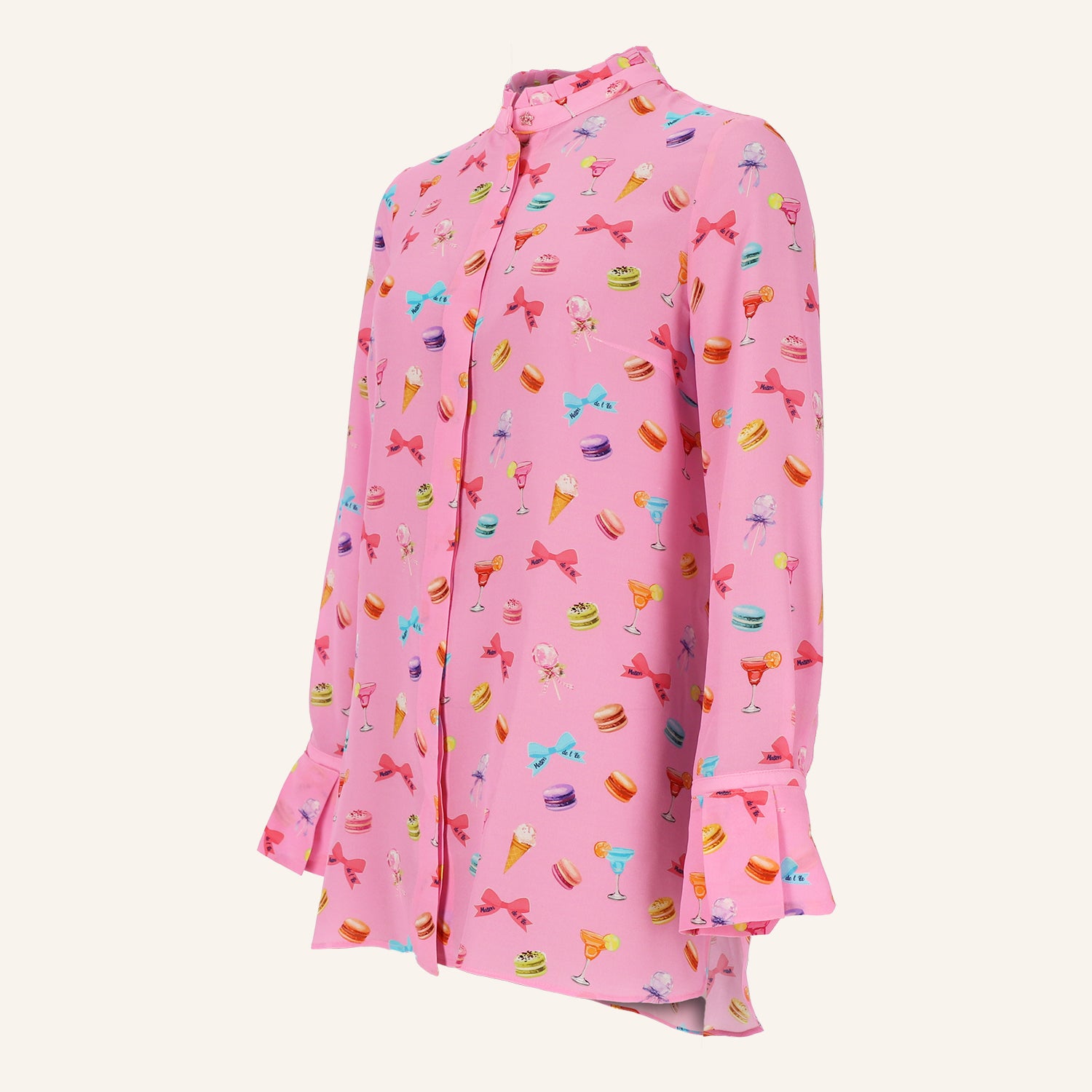 Seidentunika mit Macarons-Print MARA