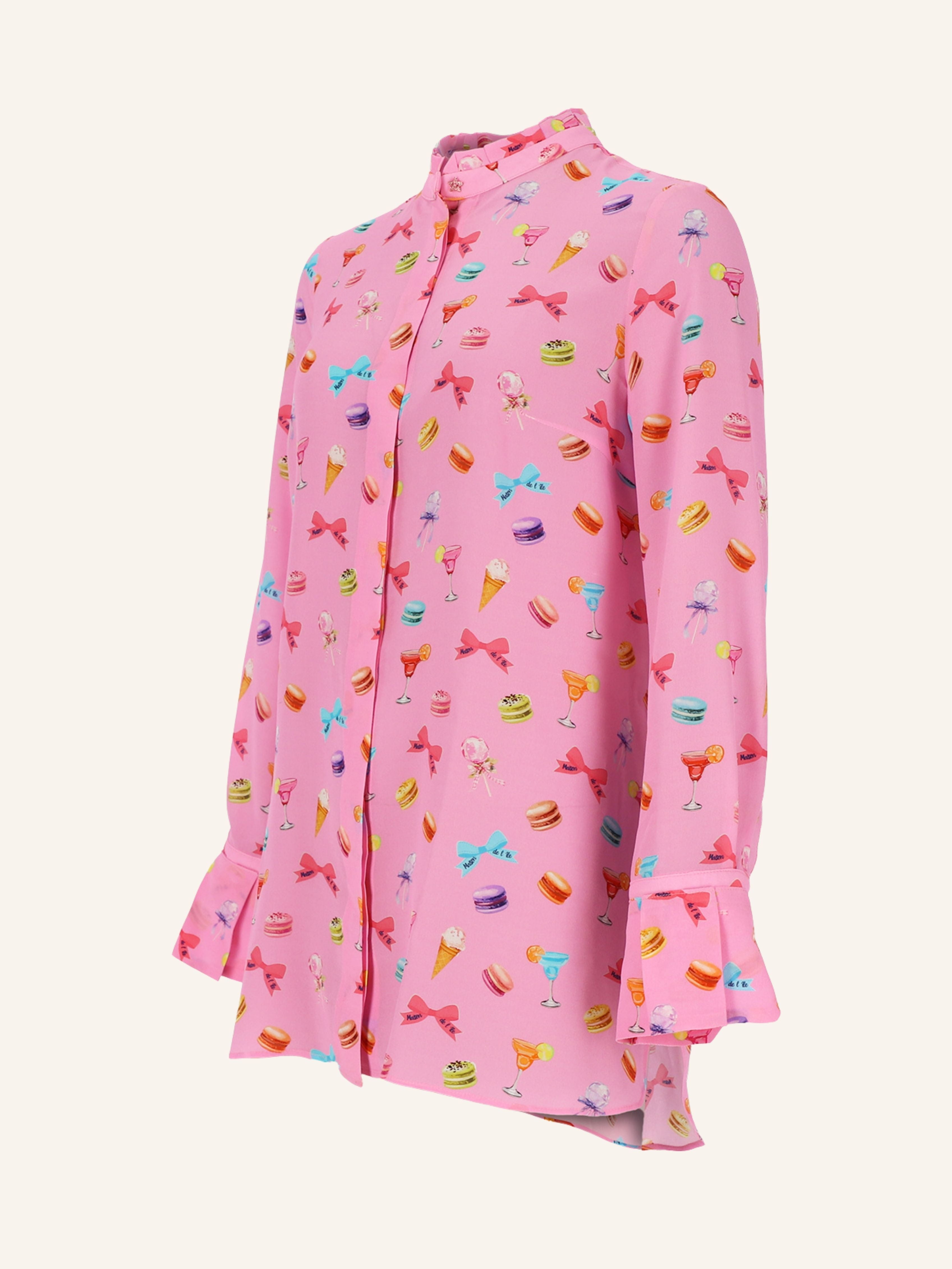 Seidentunika mit Macarons-Print MARA