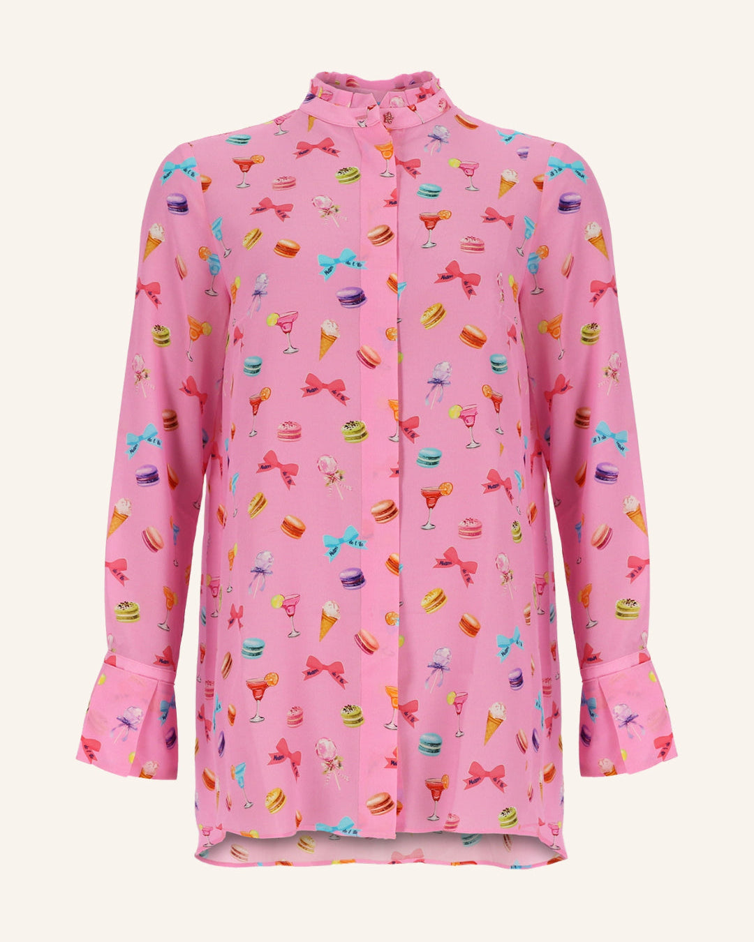Seidentunika mit Macarons-Print MARA