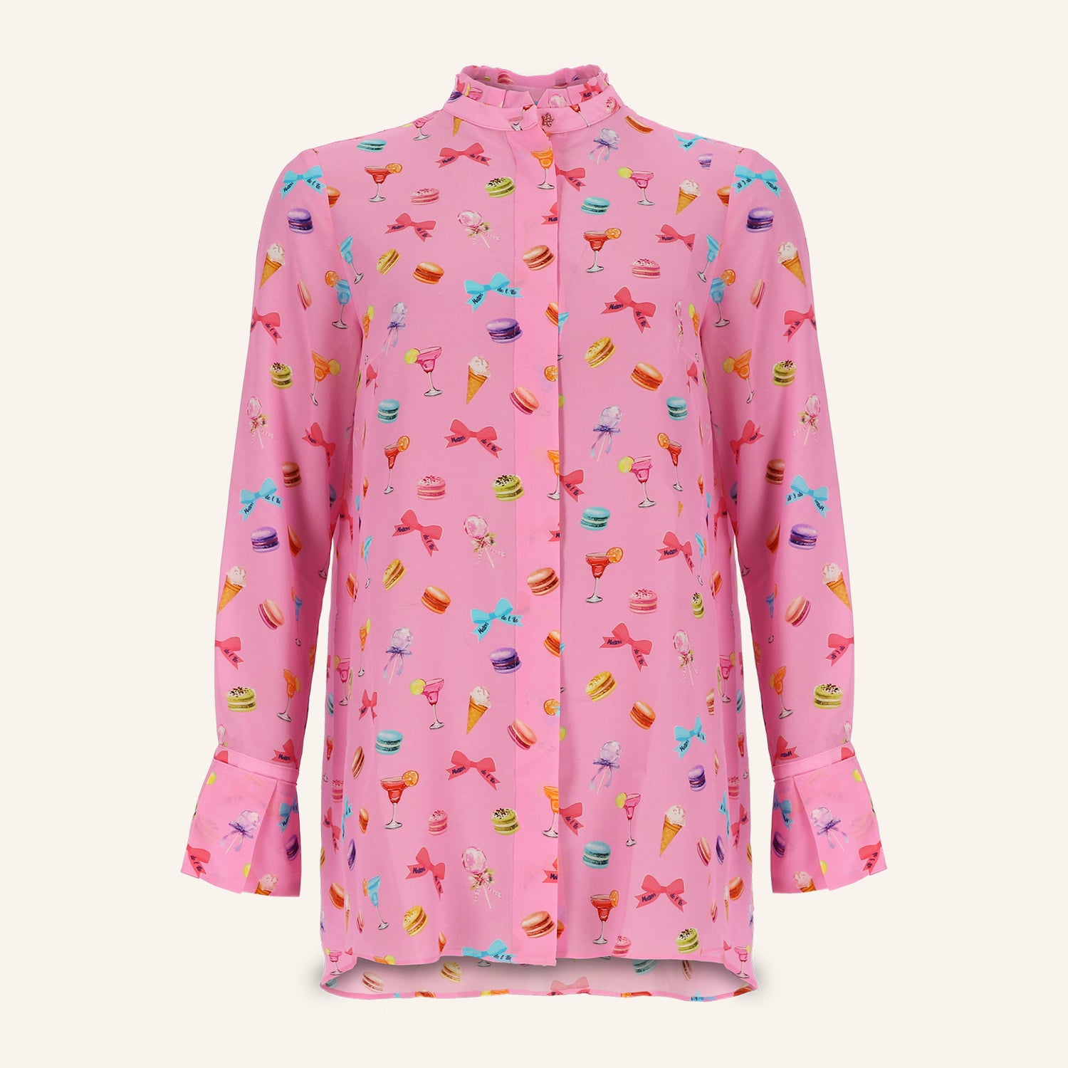 Seidentunika mit Macarons-Print MARA