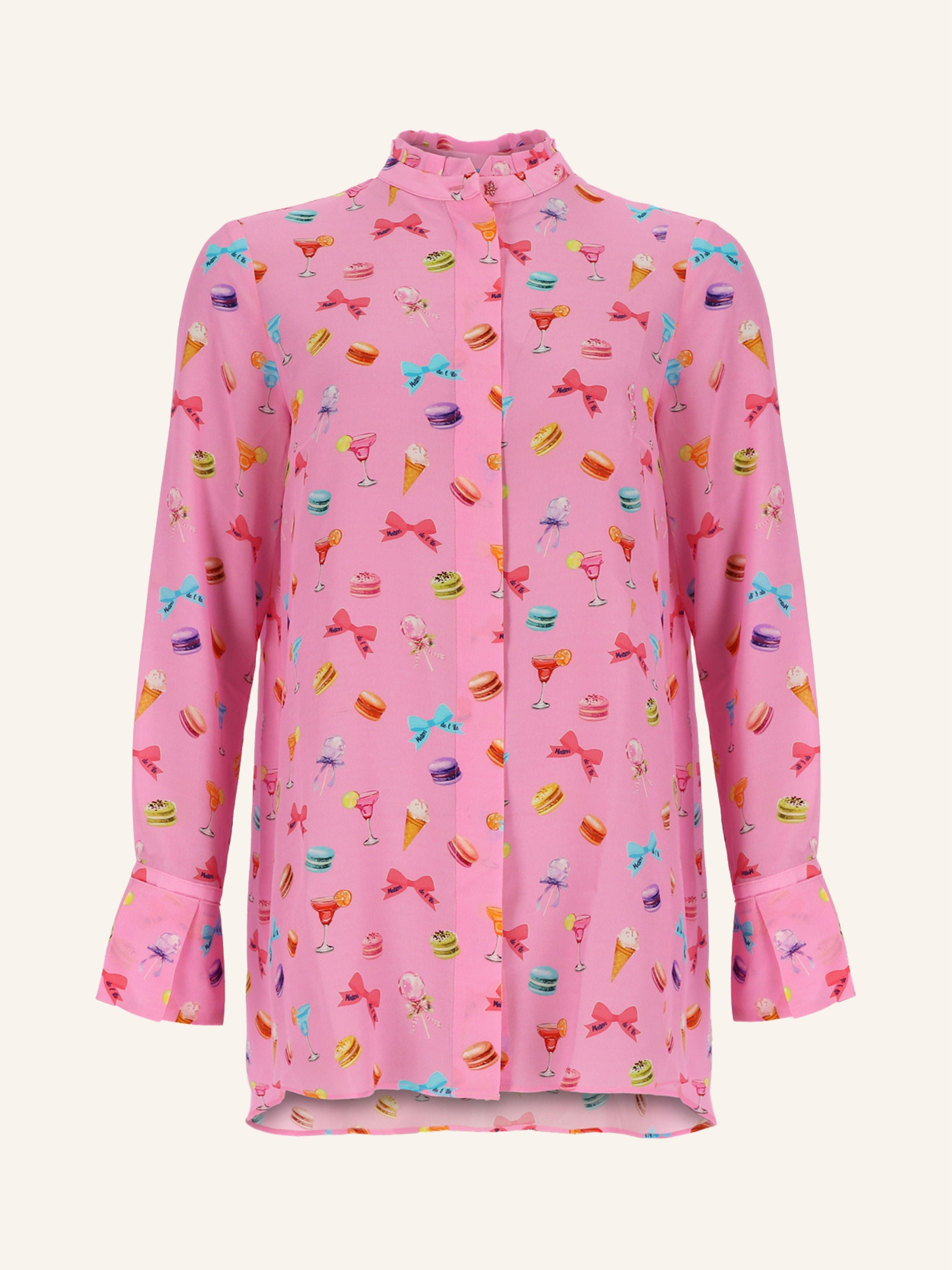 Seidentunika mit Macarons-Print MARA
