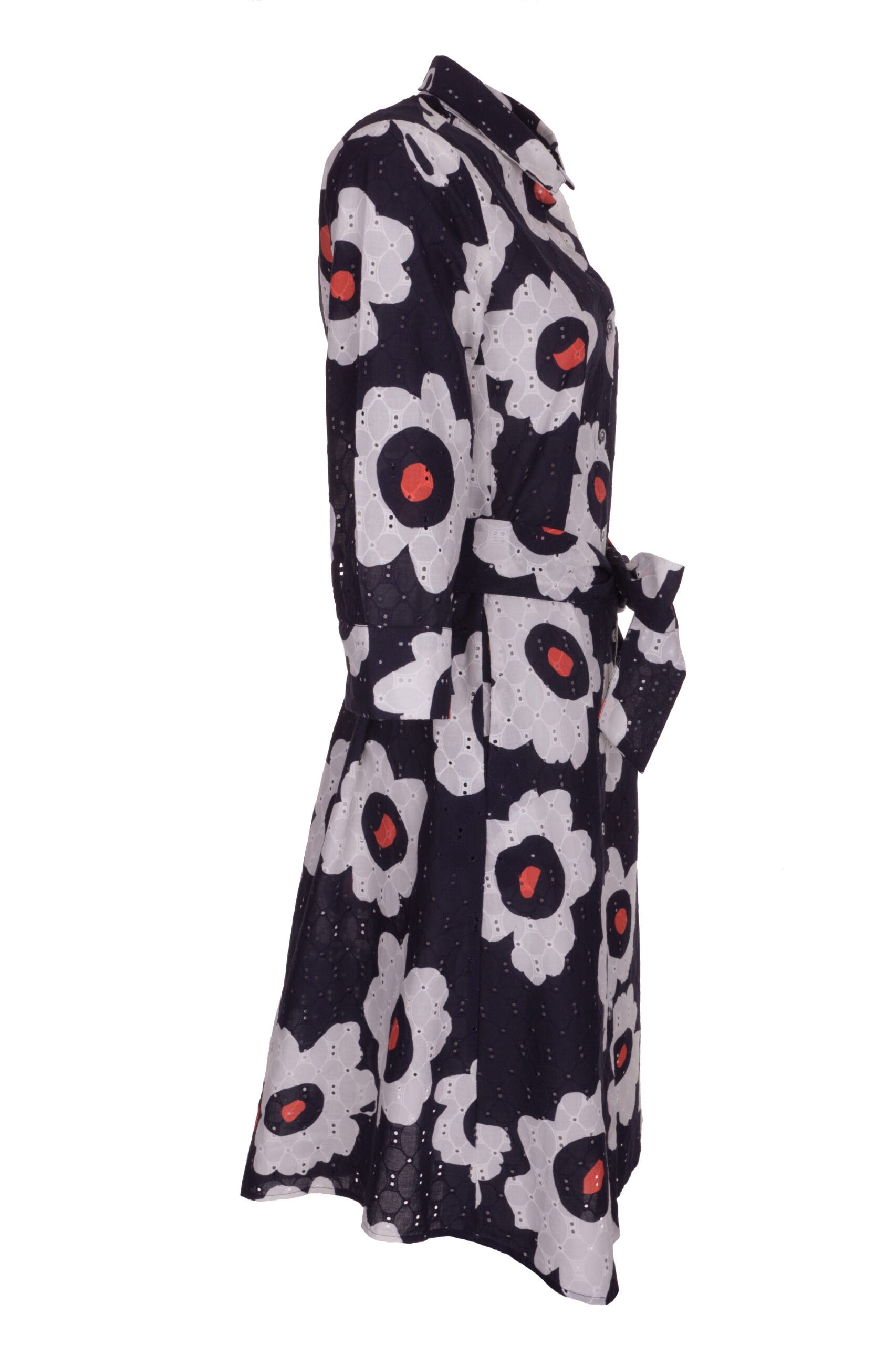 BLUSENKLEID AUS AJOUR-BAUMWOLLE MIT BLUMENPRINT – MADE BY LA CASA