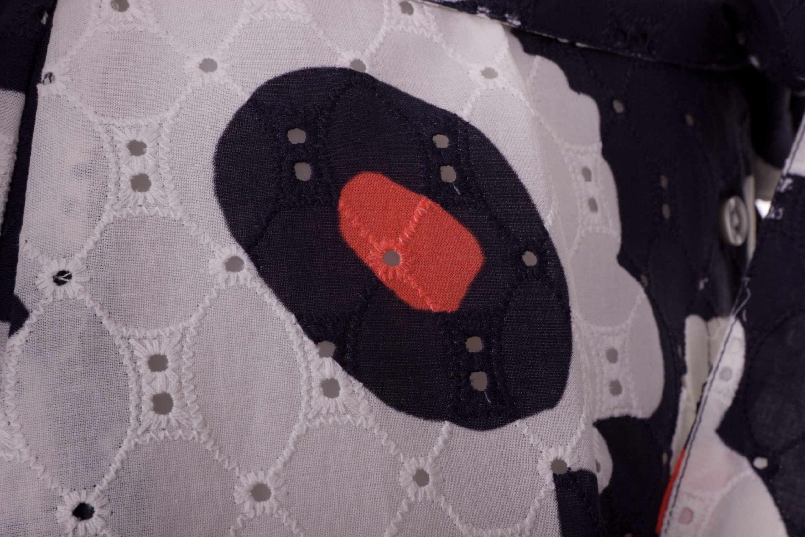 BLUSENKLEID AUS AJOUR-BAUMWOLLE MIT BLUMENPRINT – MADE BY LA CASA
