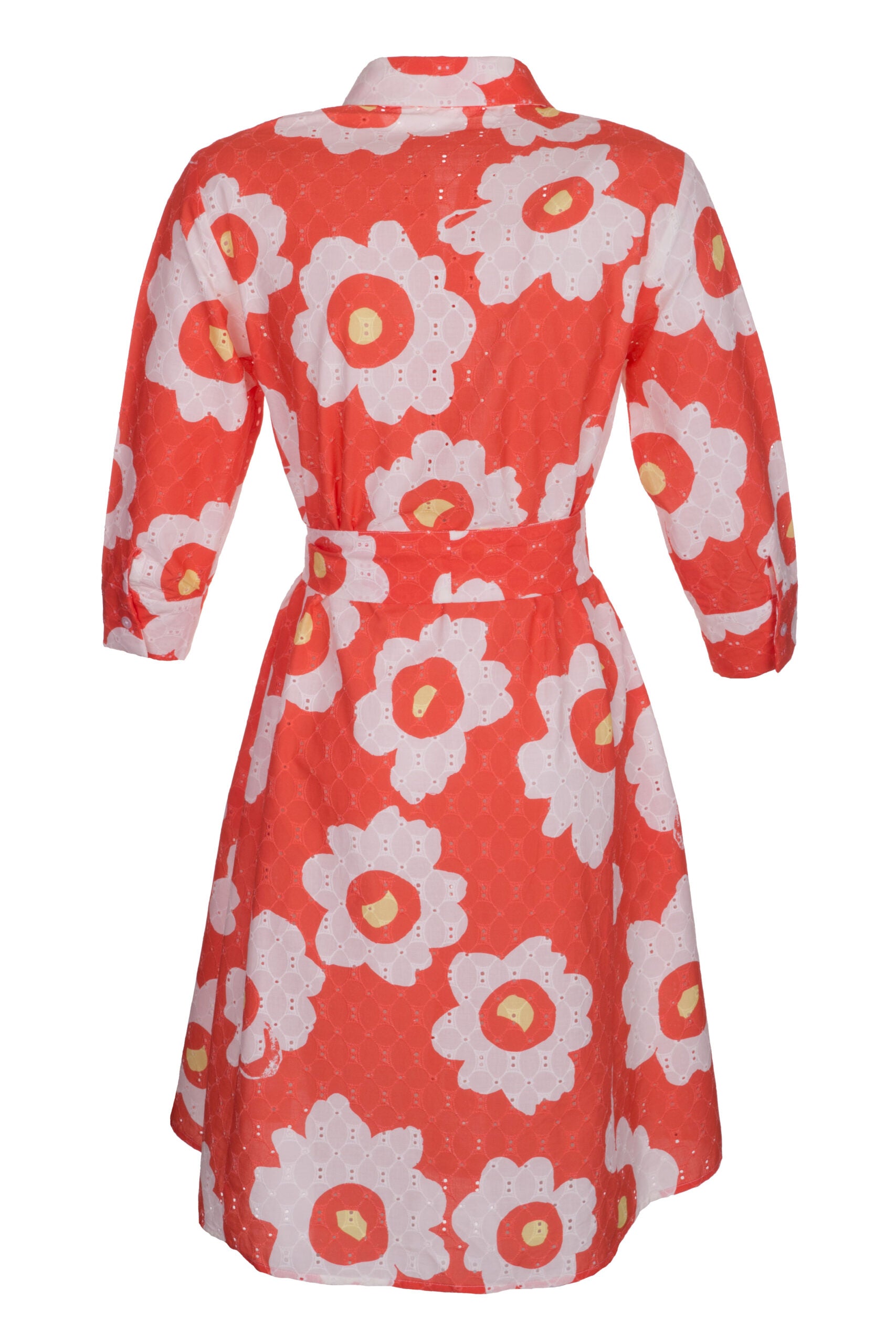 BLUSENKLEID AUS AJOUR-BAUMWOLLE MIT BLUMENPRINT – MADE BY LA CASA