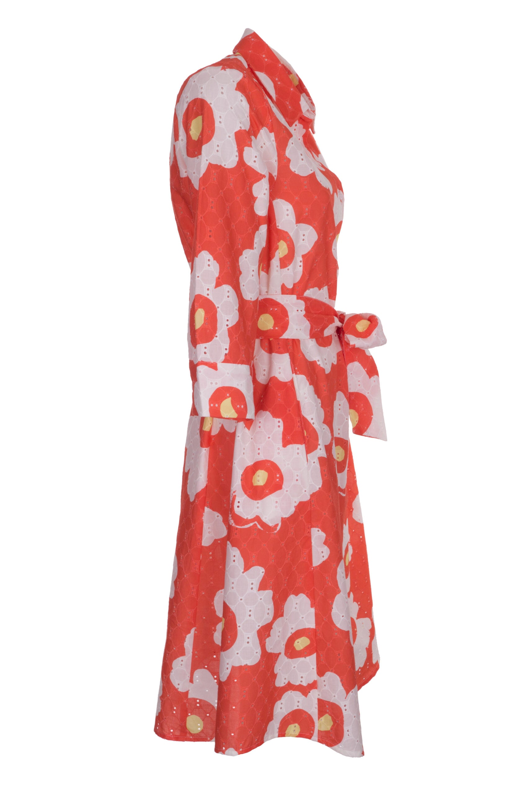 BLUSENKLEID AUS AJOUR-BAUMWOLLE MIT BLUMENPRINT – MADE BY LA CASA
