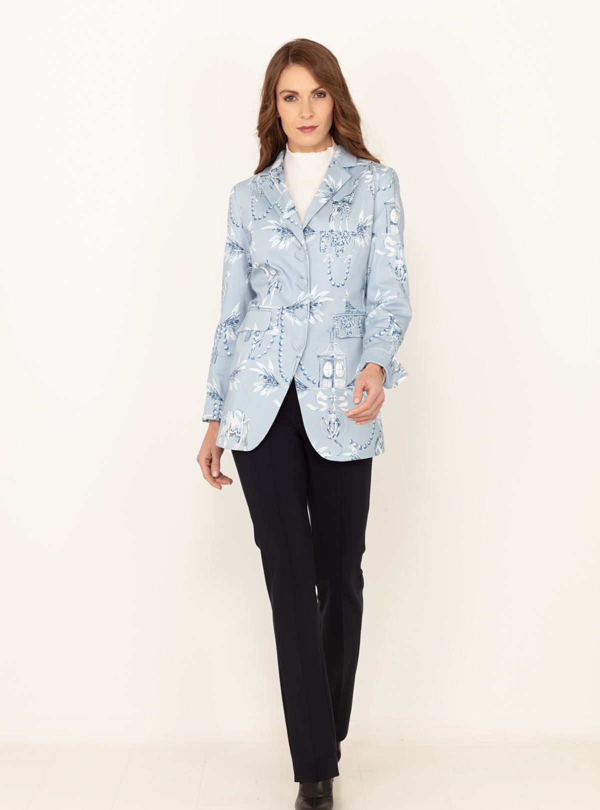 MAIDEN LANE Longblazer HASTINGS hellblau gemustert