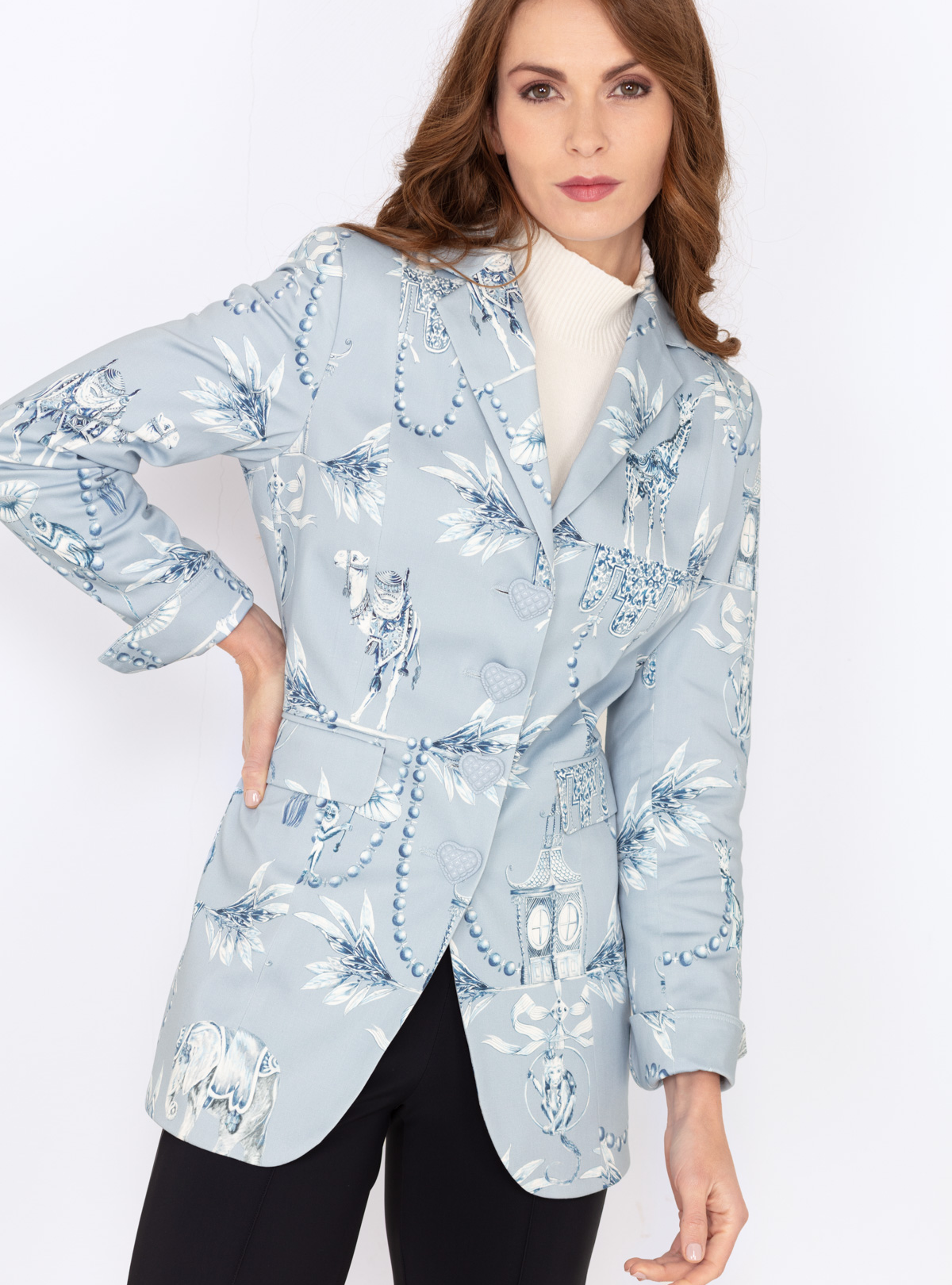 MAIDEN LANE Longblazer HASTINGS hellblau gemustert