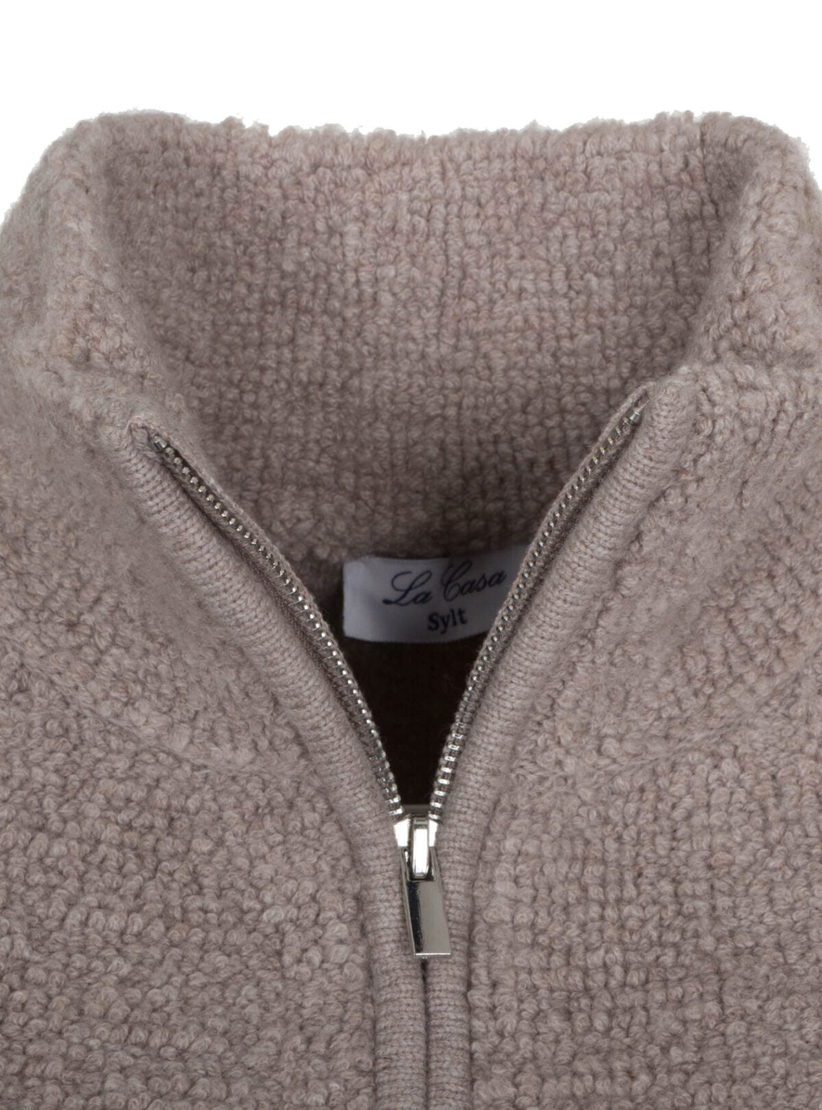 LA CASA Teddy-Strickjacke CEDRO taupe