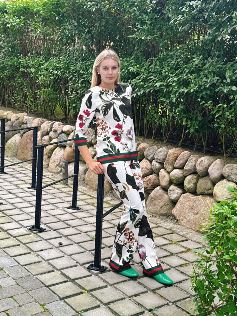 Hose Flowerprint Gucci-Stripes