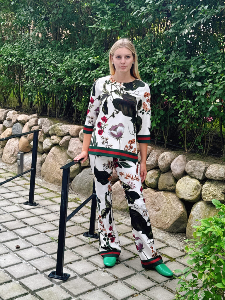 Hose Flowerprint Gucci-Stripes