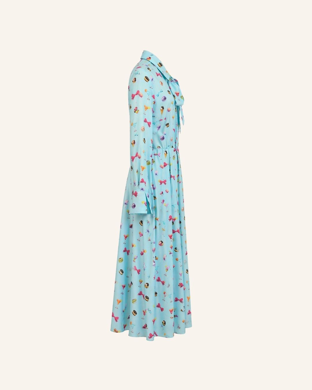 Maxikleid LEILA Macarons-Print aquablau