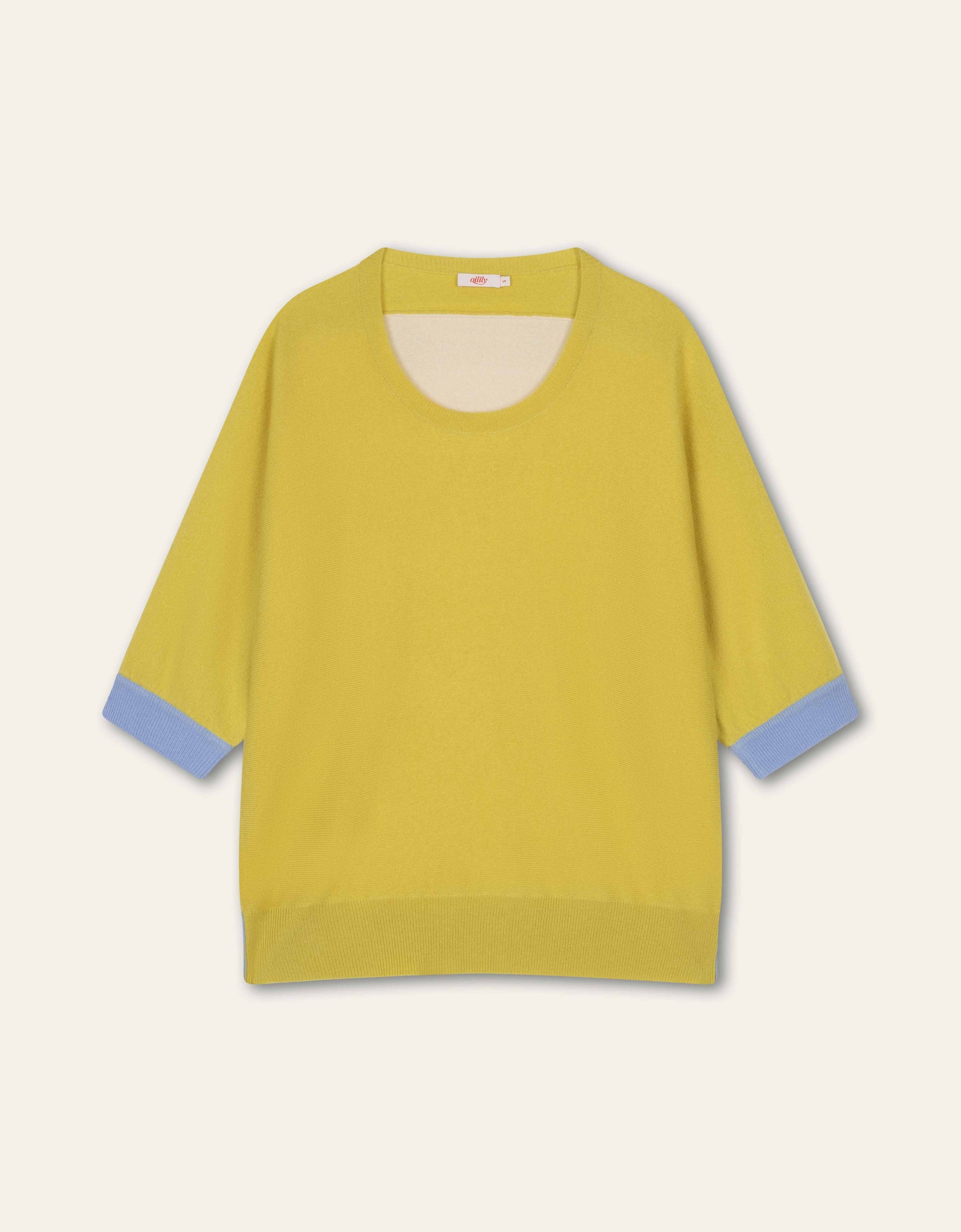 Kurzarm Pullover tri-colore mit Cashmere