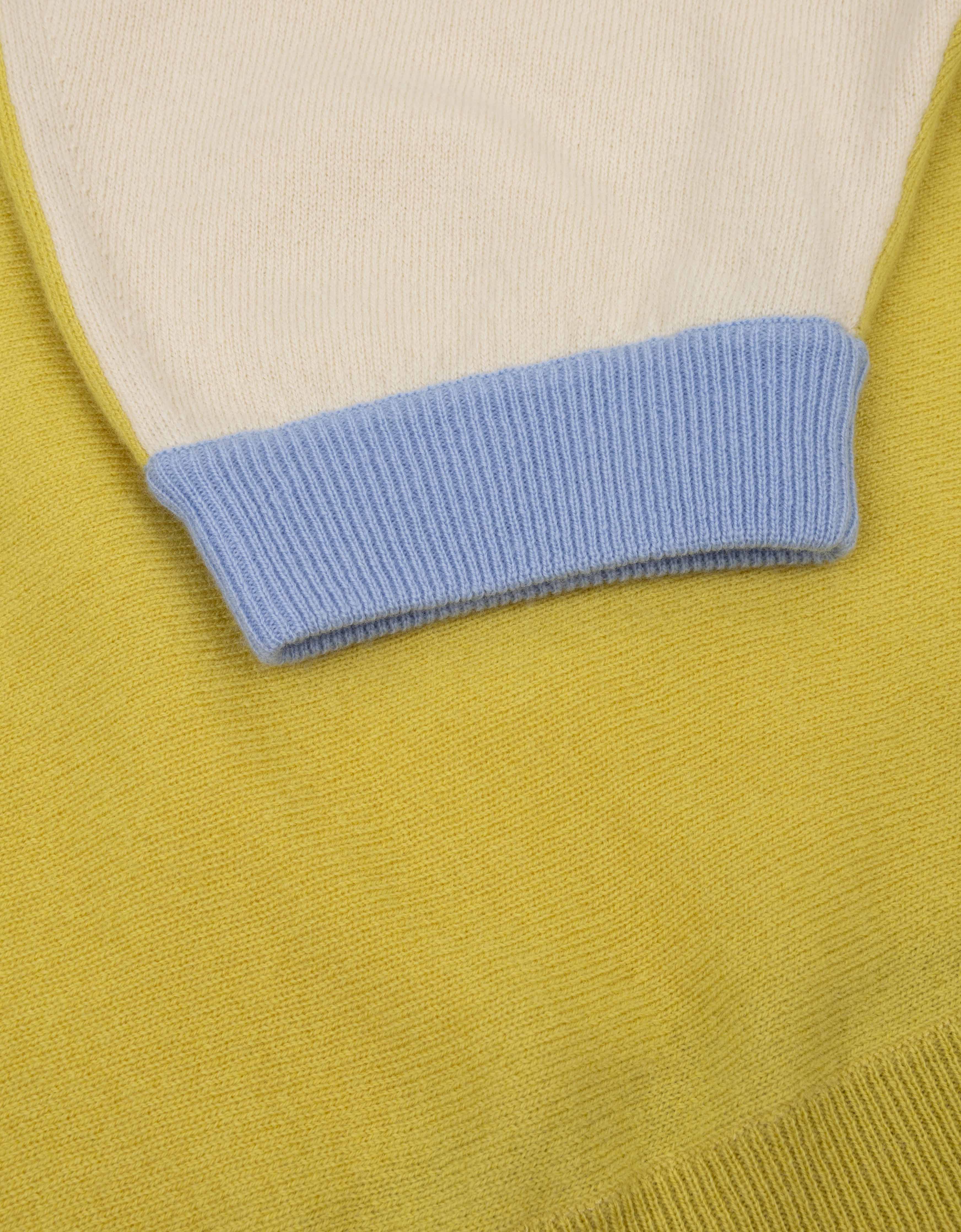 Kurzarm Pullover tri-colore mit Cashmere