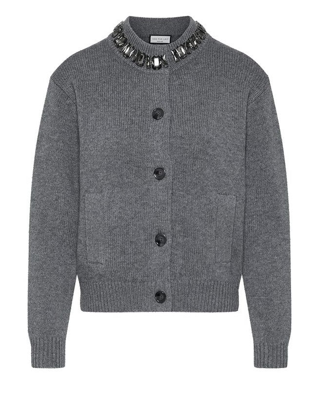 Rundhals-Cardigan mit STRASS