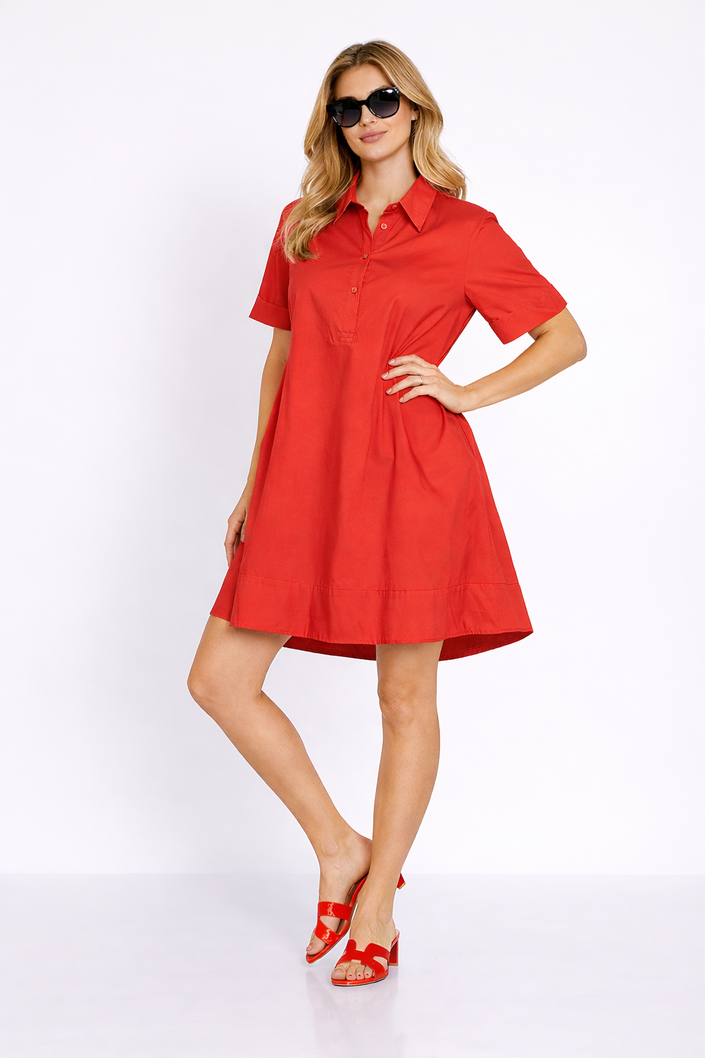 Minidress A-Form aus Baumwollstretch