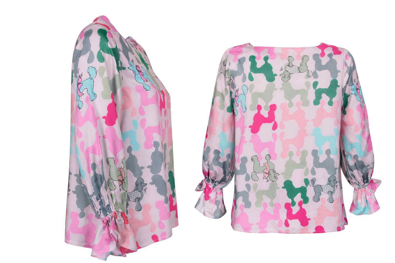 Viskosebluse mit Pudelprint – Verspielter Eyecatcher in Pastell