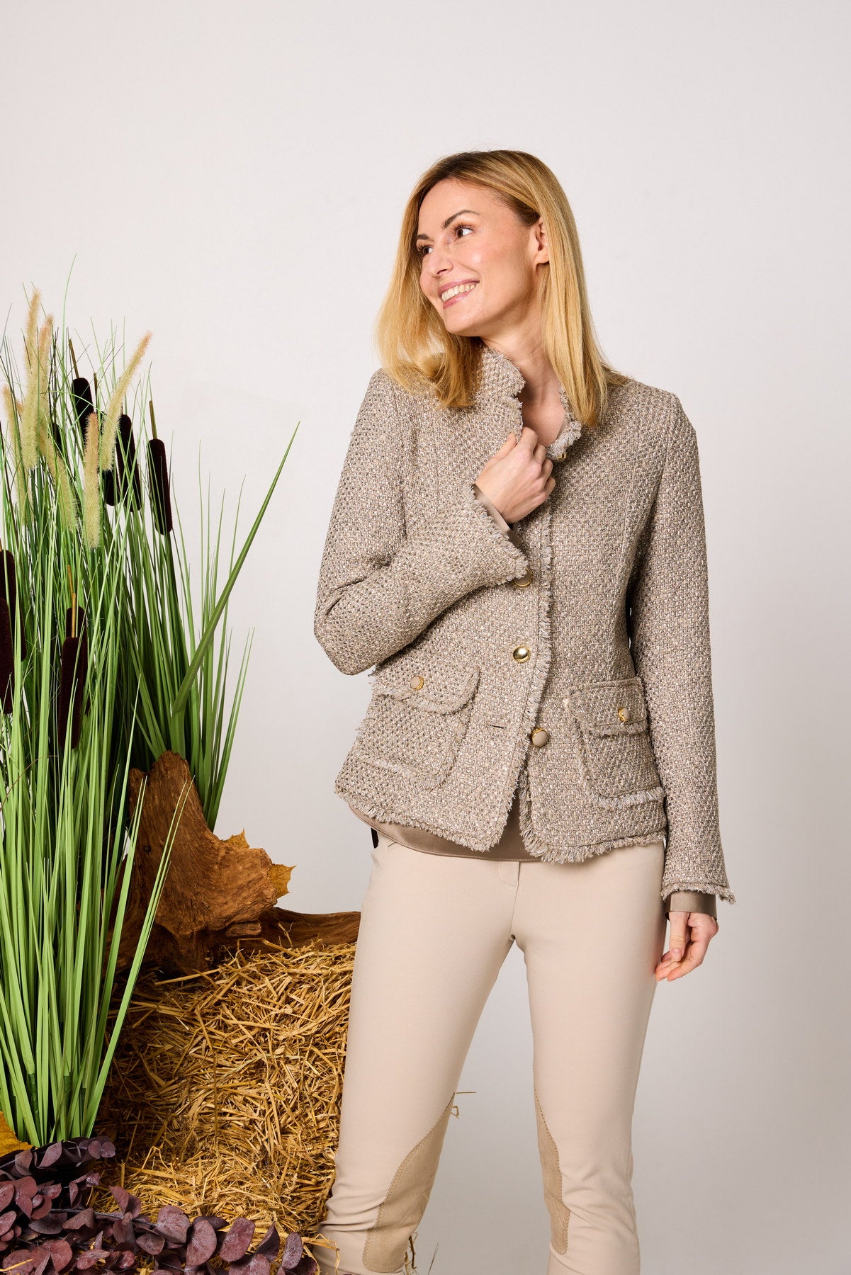 Bouclé-Blazer JUDY taupe