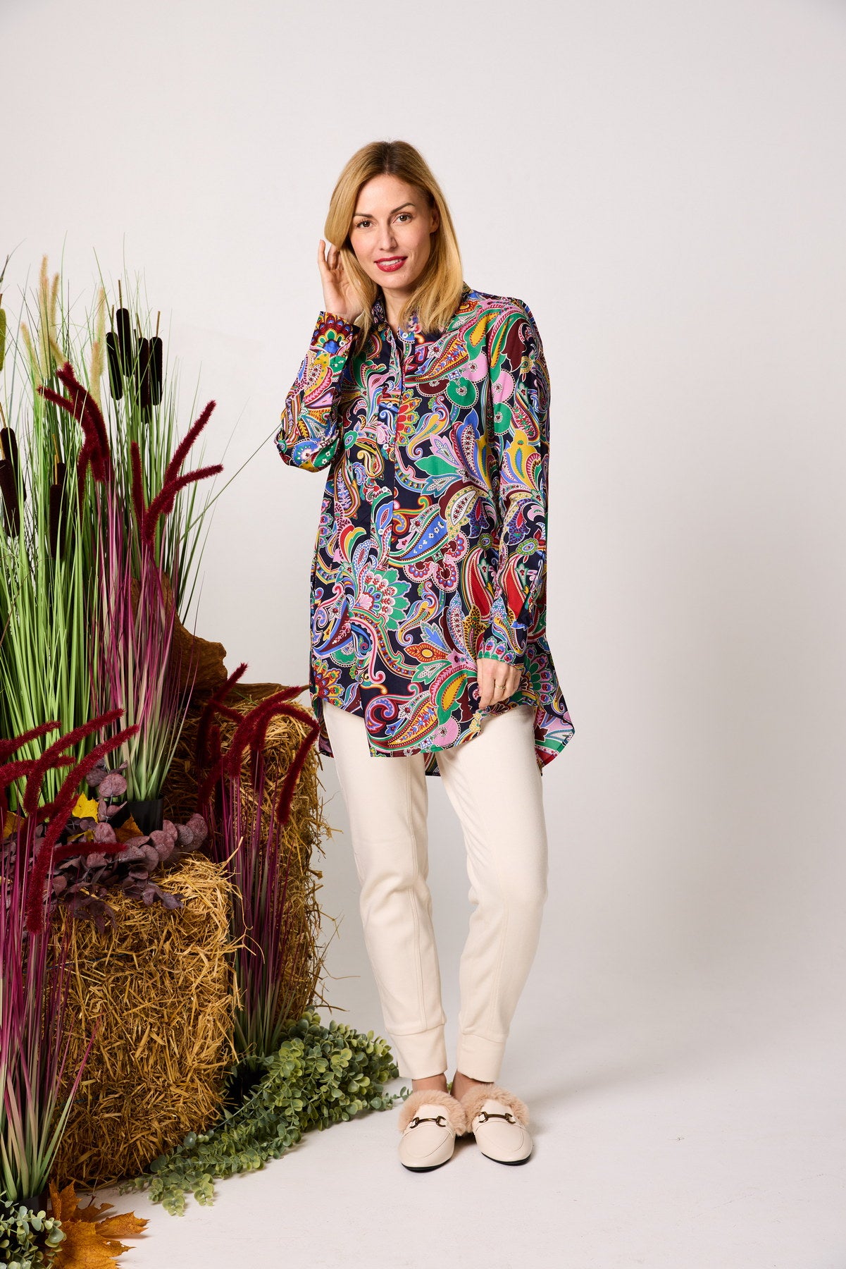 Longbluse aus reiner Baumwolle PAISLEY