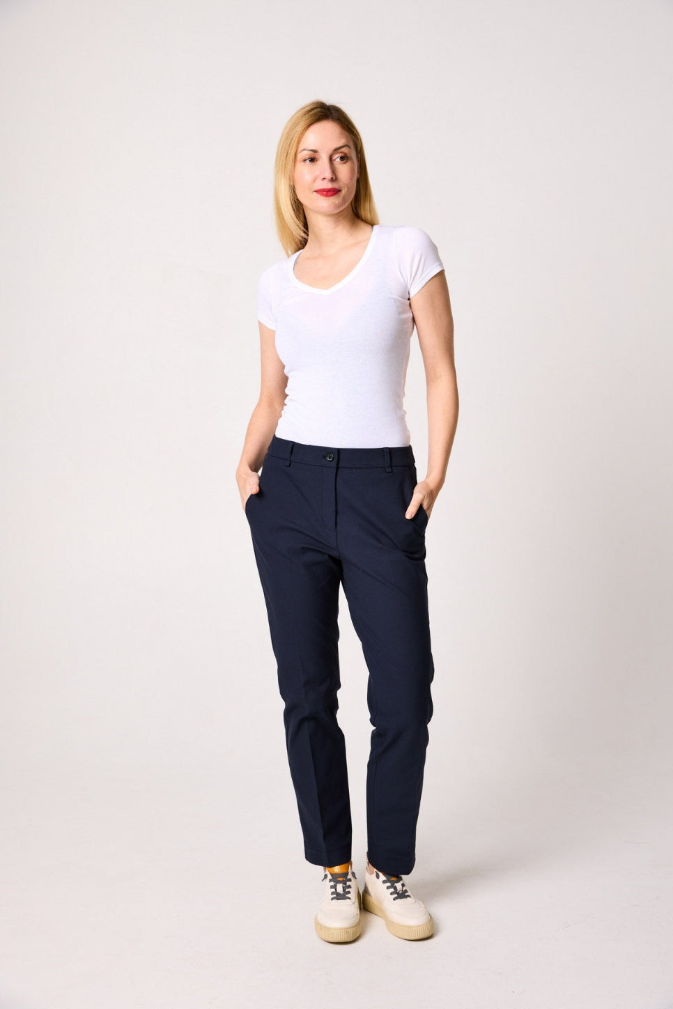 7/8-Hose Filipa aus elastischer Baumwolle mit Schlitzsaum