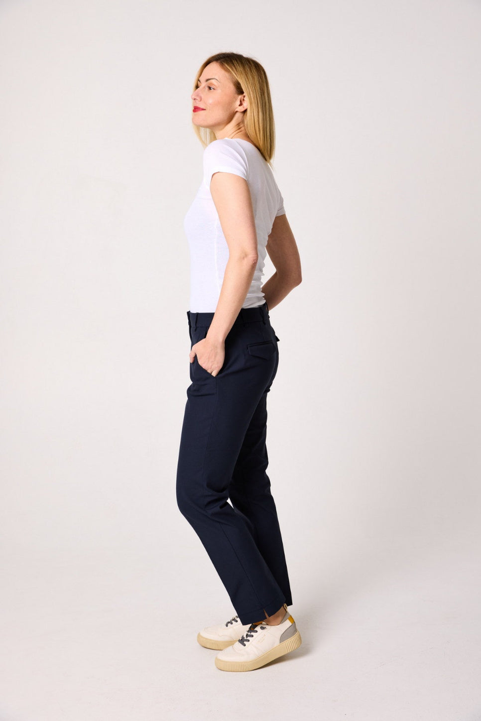 7/8-Hose Filipa aus elastischer Baumwolle mit Schlitzsaum