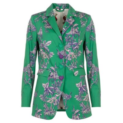 Toile de Jouy Long-Blazer grün-lila